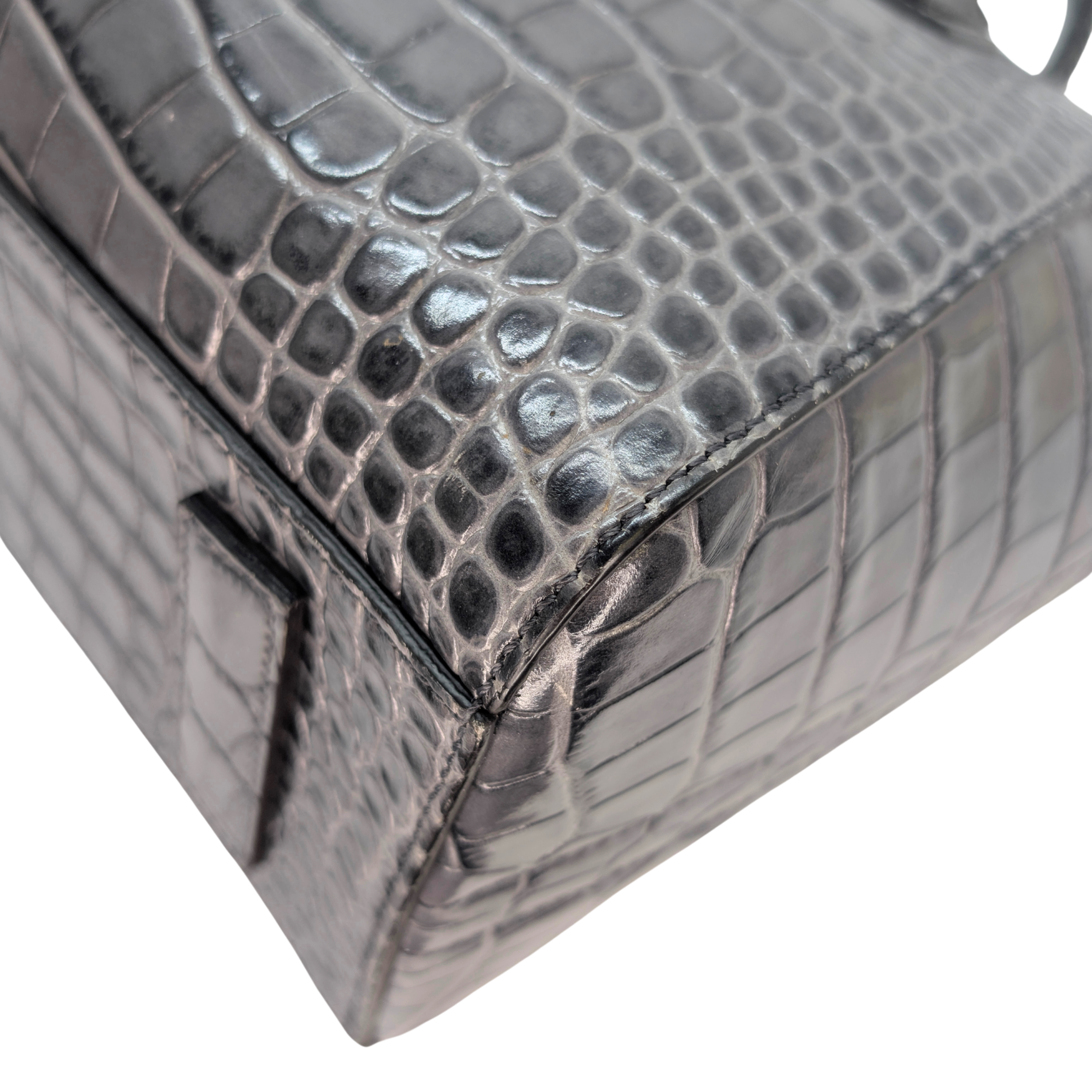 Givenchy Small Antigona Black Crocodile Embossed Bag Storm Grey