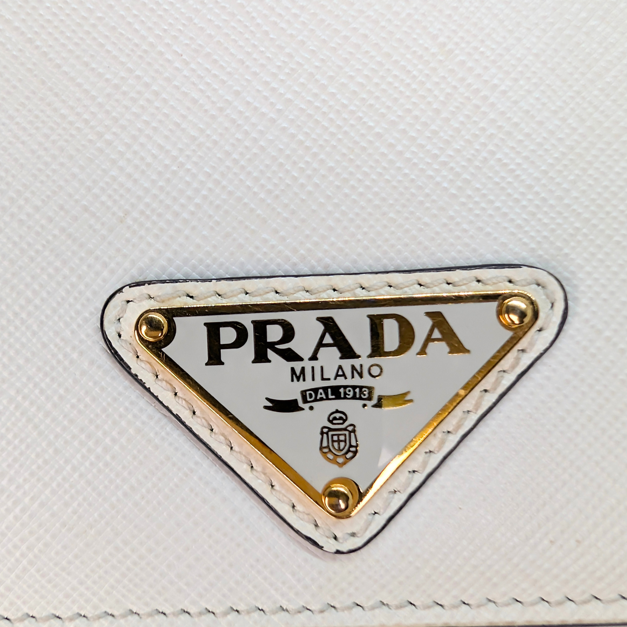 Prada Saffiano White Small Chain Bag White