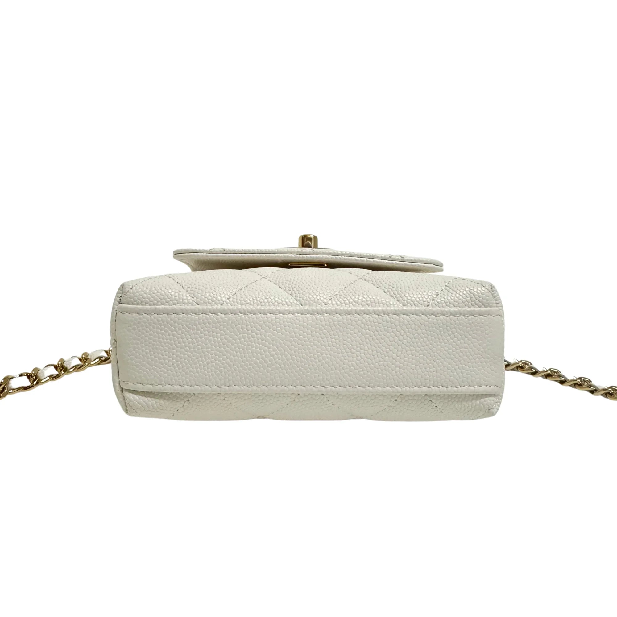 Chanel Micro Coco Handle Bag in White Caviar Leather