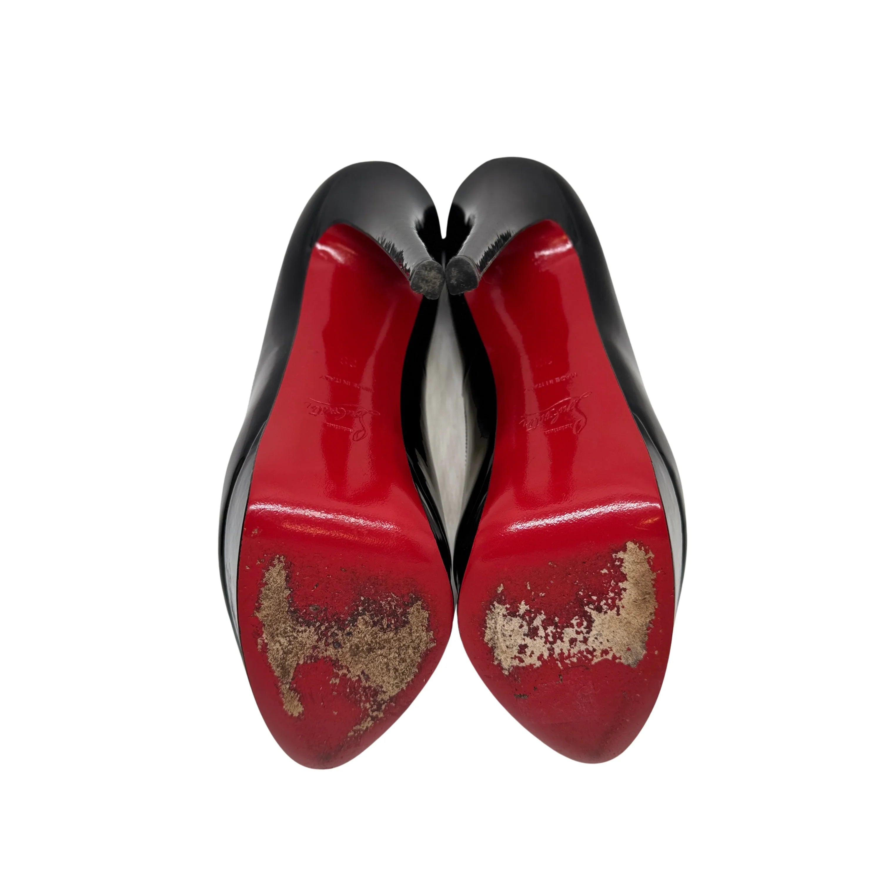 Christian Louboutin Lady Peep Red Bottom Pumps Black 38 - Lost Designer