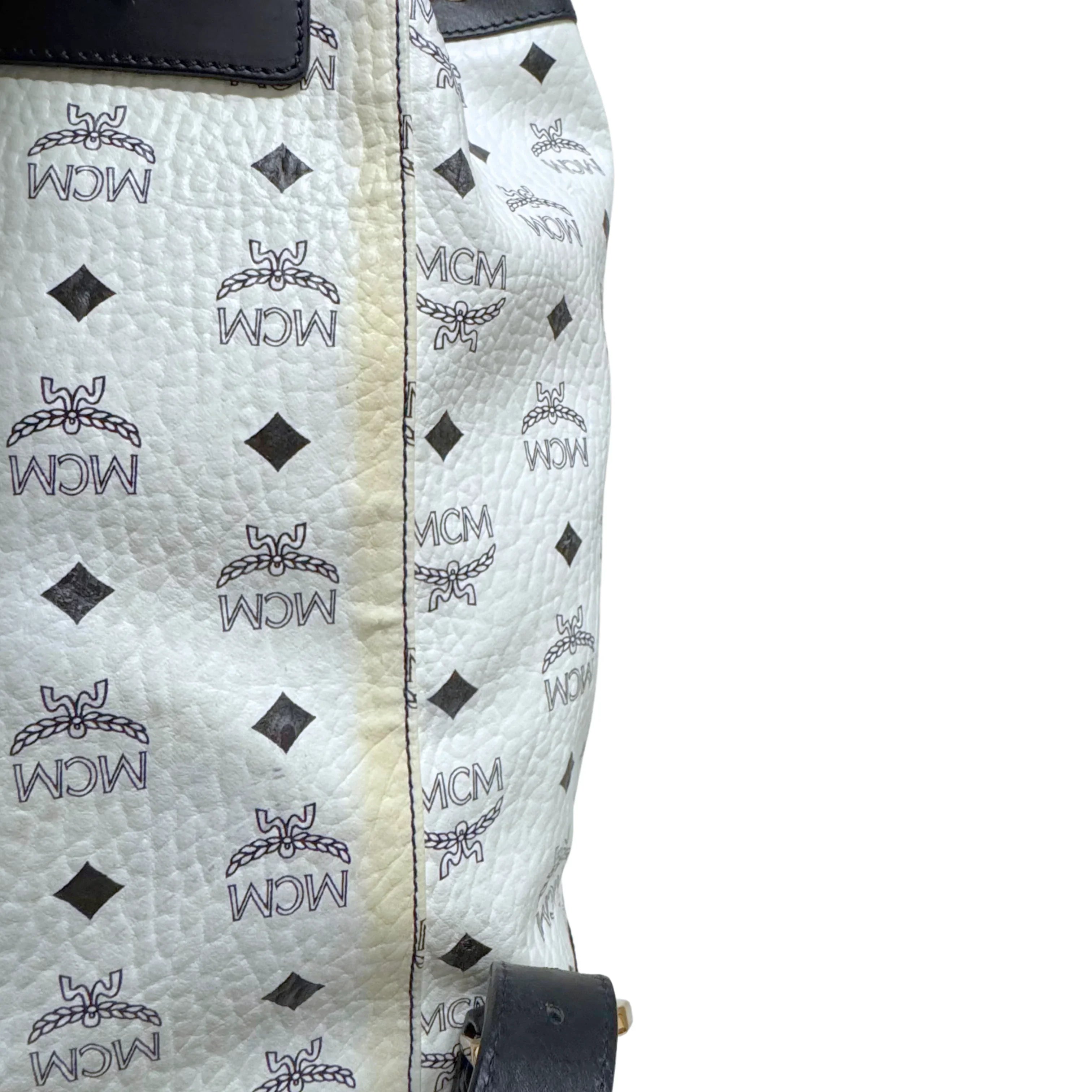 MCM Heritage Drawstring Backpack White