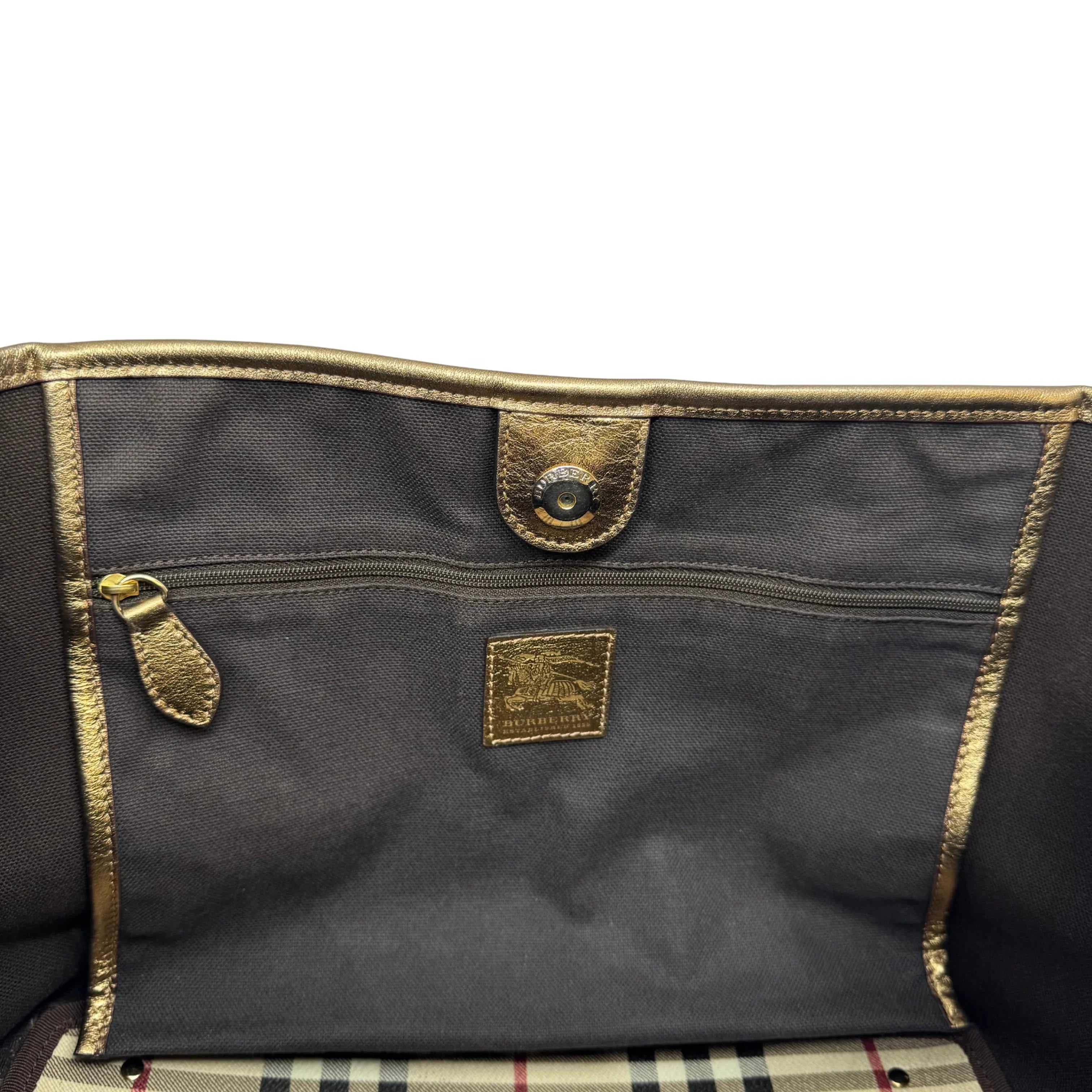 Burberry Medium Haymarket Tote Bag Beige - Lost Designer
