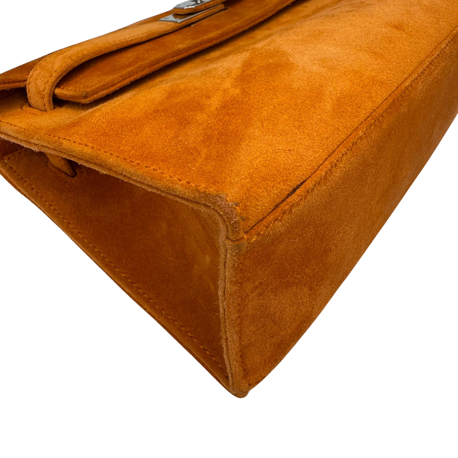Hermès Kelly Pochette Orange H Veau Doblis Suede PWH ☐ I Stamp
