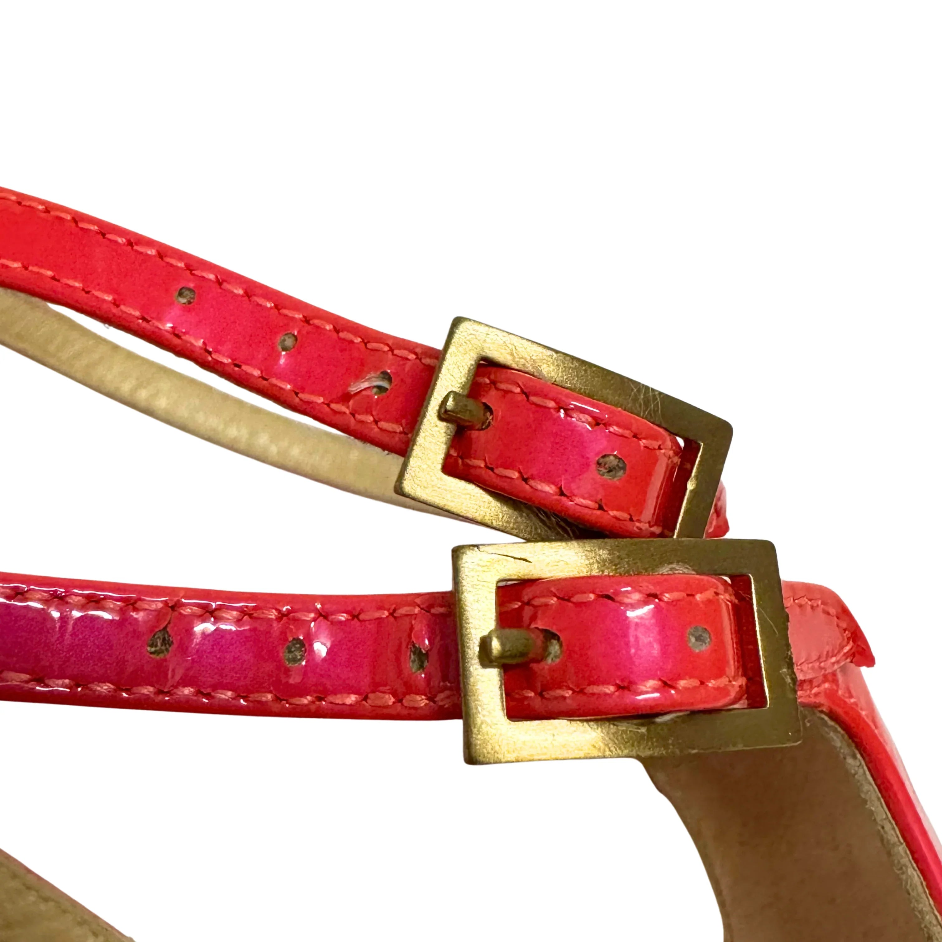 Jimmy Choo Lang 100 Patent Leather Sandals Pumps Neon Pink size 40