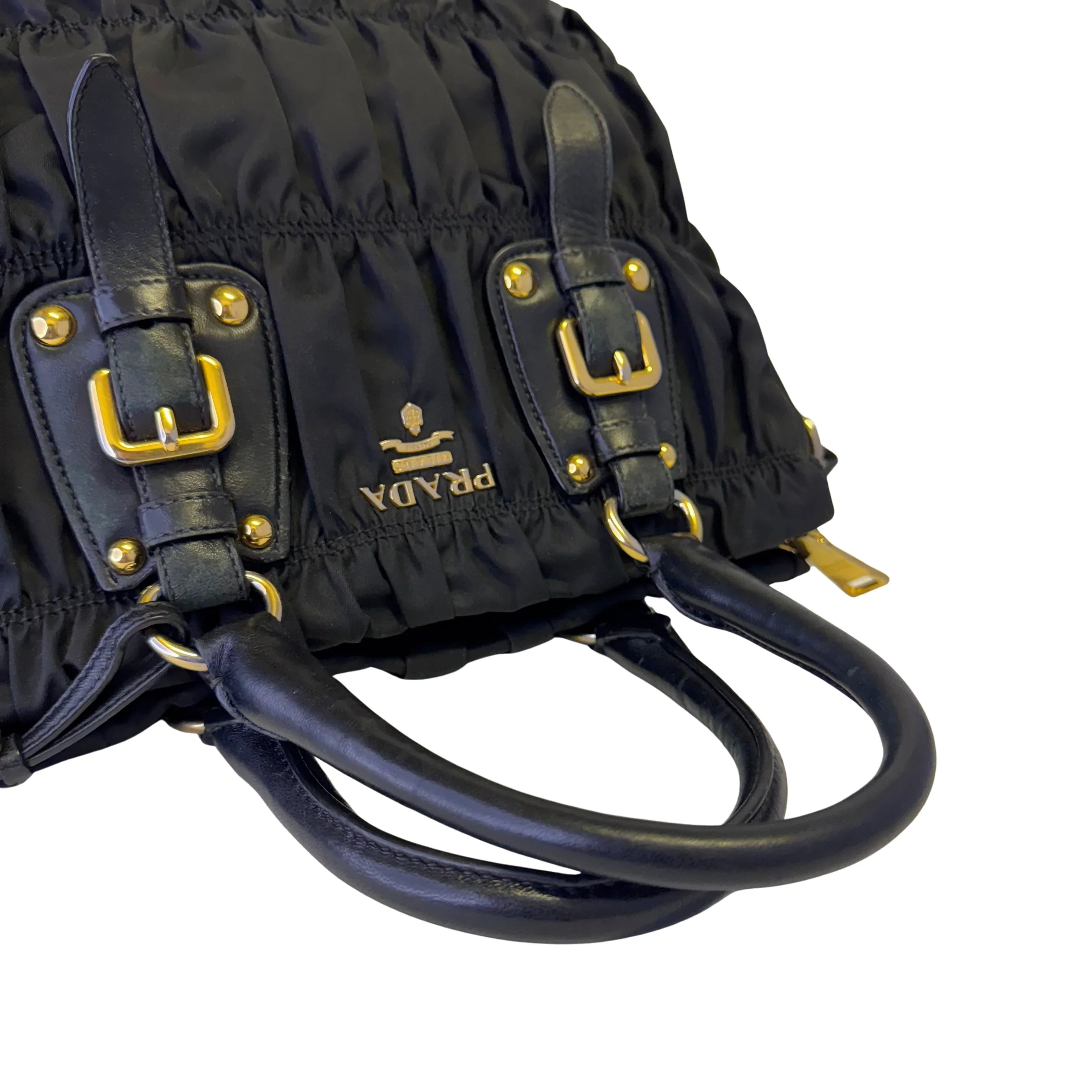 Prada Black Tessuto Nylon x Leather Tote Bag