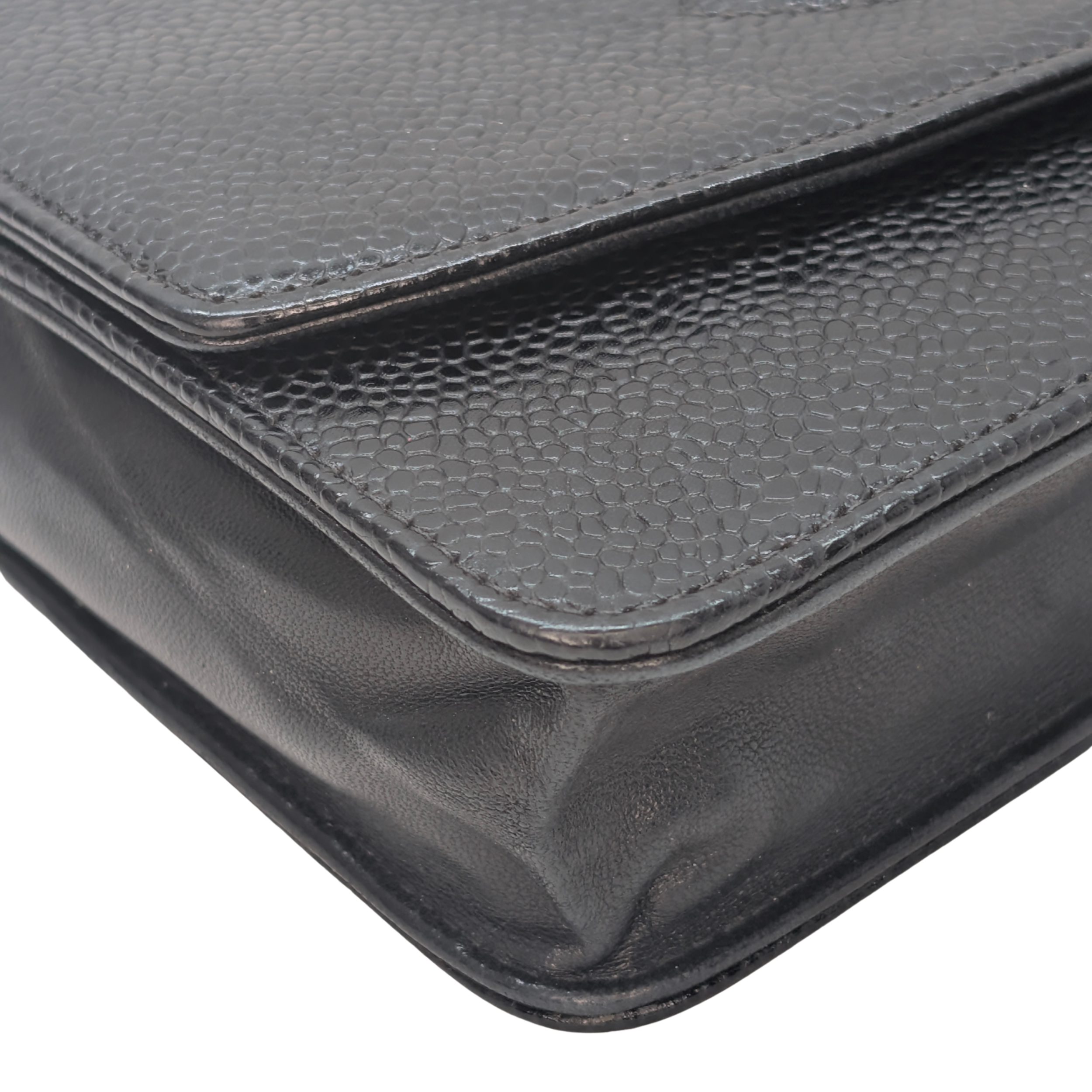 Chanel Caviar Timeless CC Wallet On Chain WOC Black