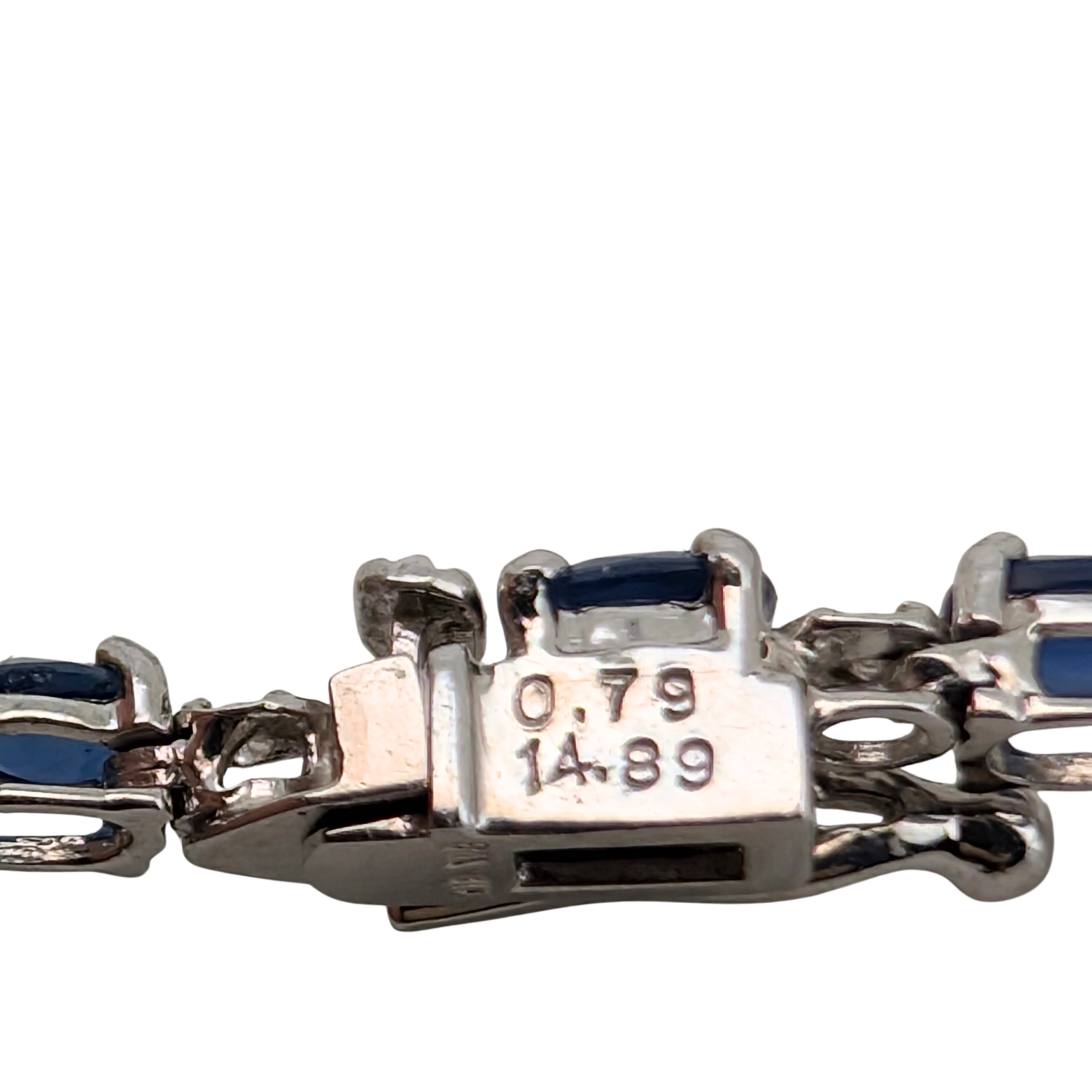 14.89Ct Natural Sapphire & 0.79Ct Diamonds Tennis Necklace In 18K White Gold