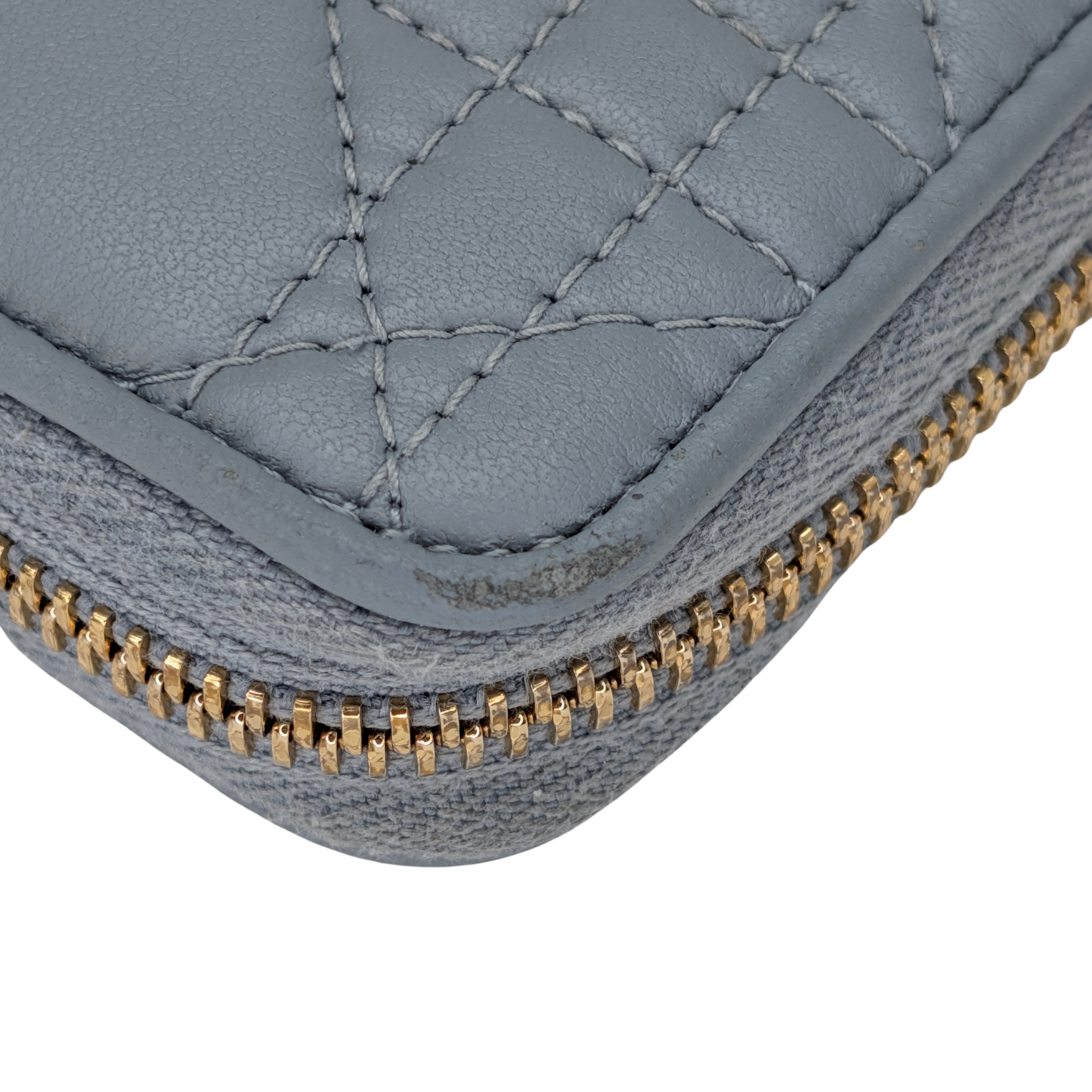 Dior Lady Voyageur Wallet In Cloud Blue Lambskin