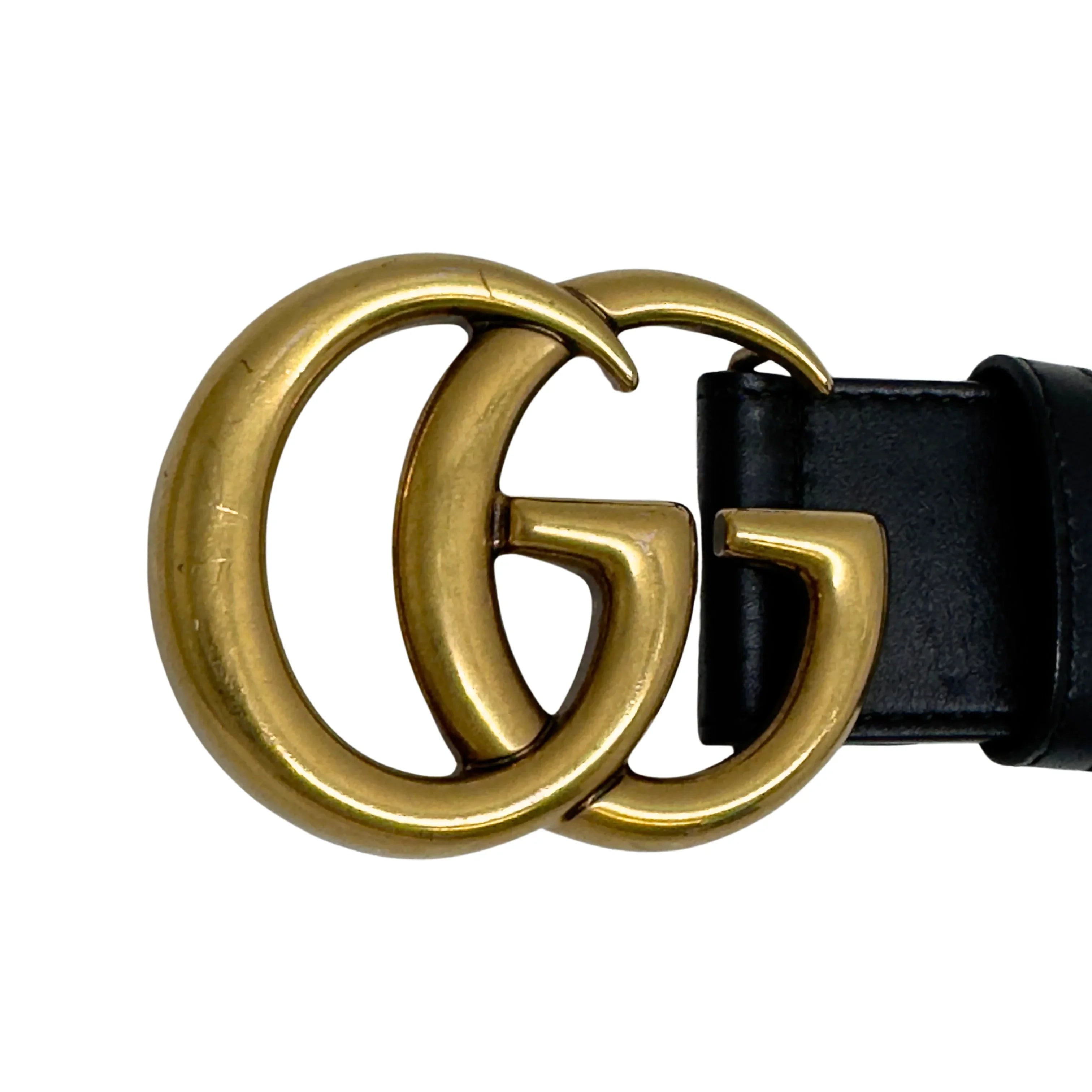 Gucci GG Marmont Wide Belt Leather Black 85/34 - Lost Designer