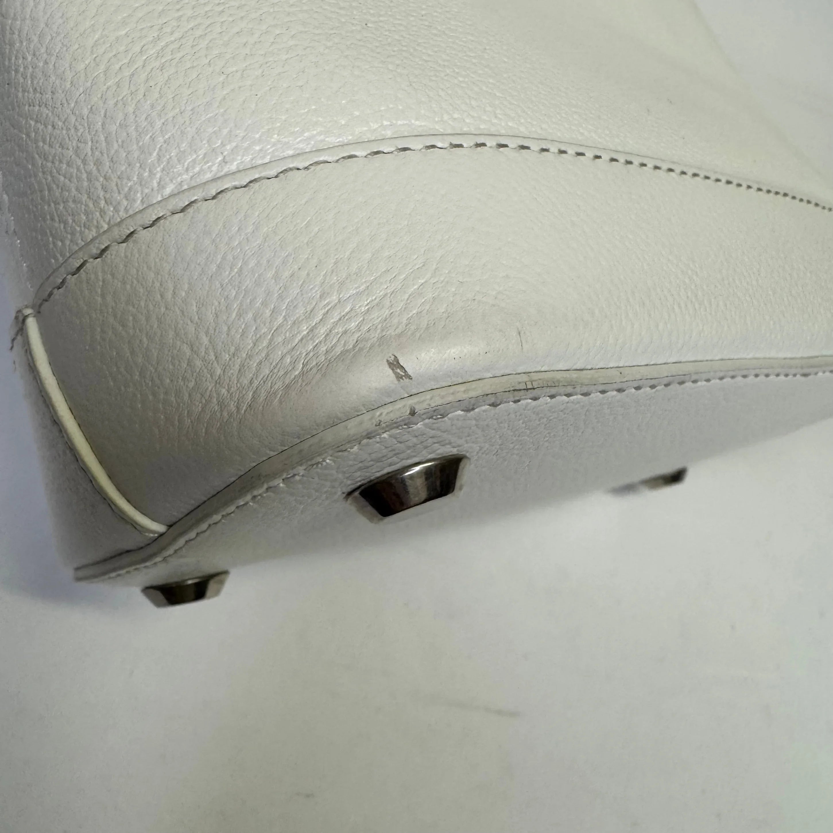 Balenciaga Ville XXS Shoulder Leather Bag w Strap White