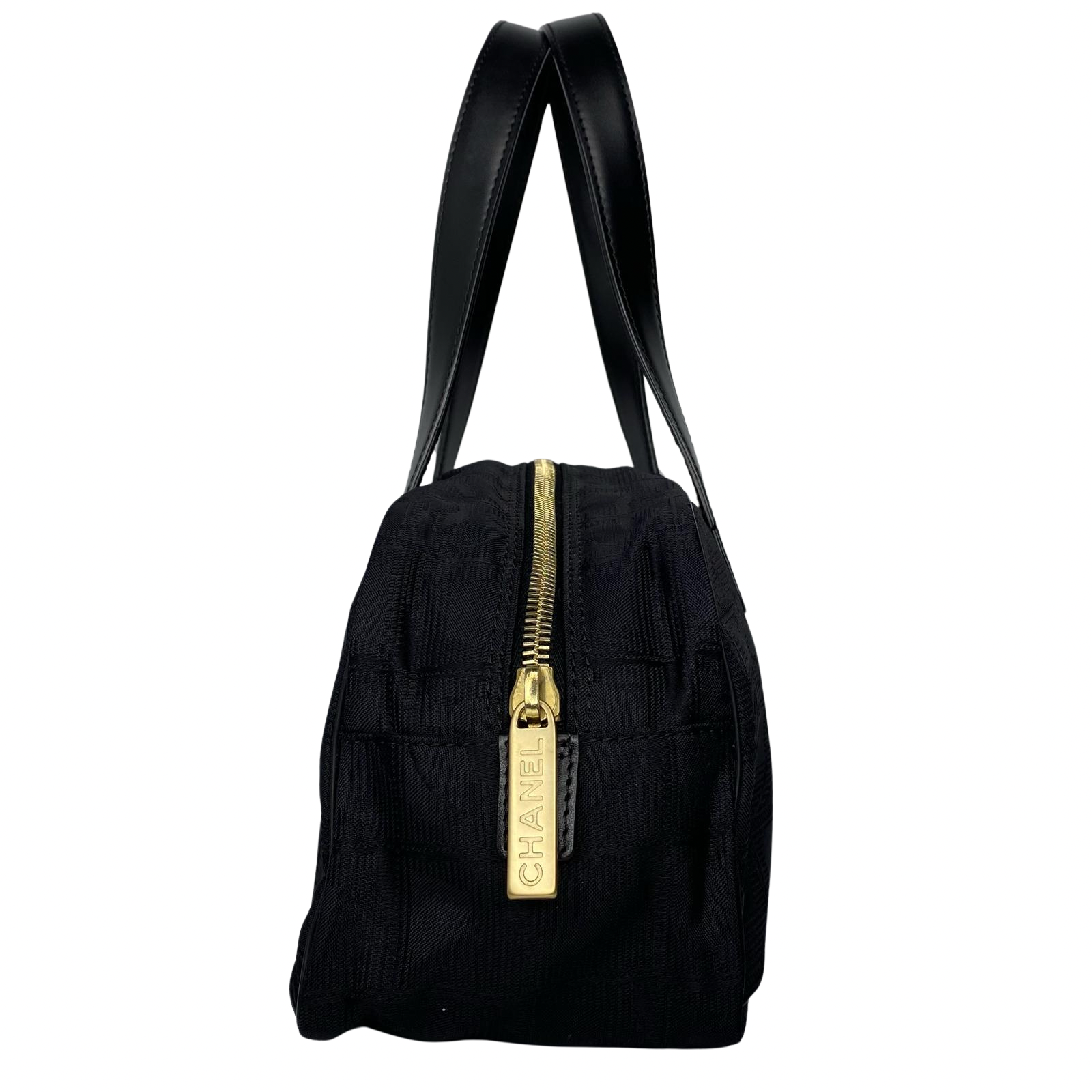 Chanel Nylon Travel Bowler Black Hand Bag