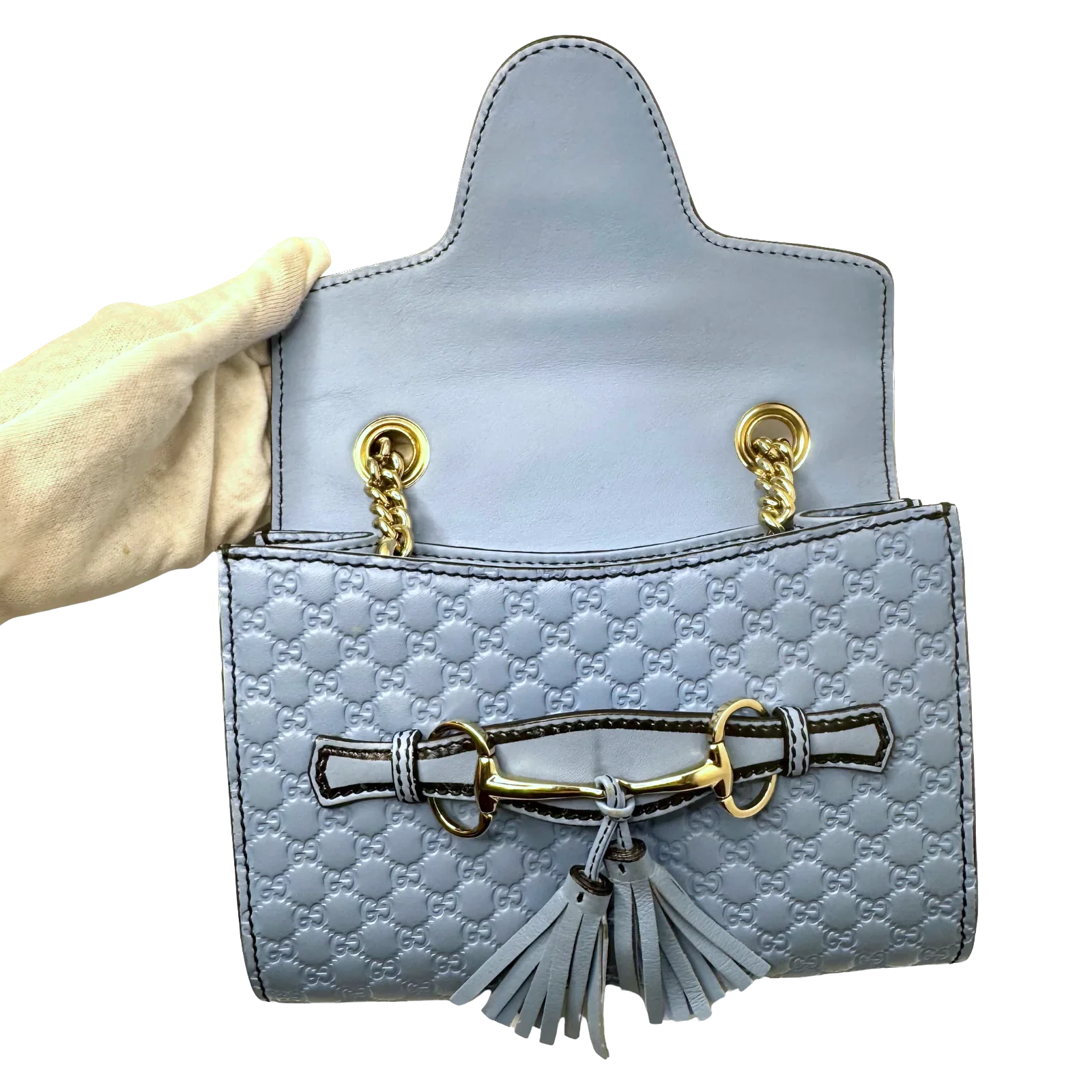 Gucci Microguccissima Mini Emily Chain Shoulder Bag – Light Blue