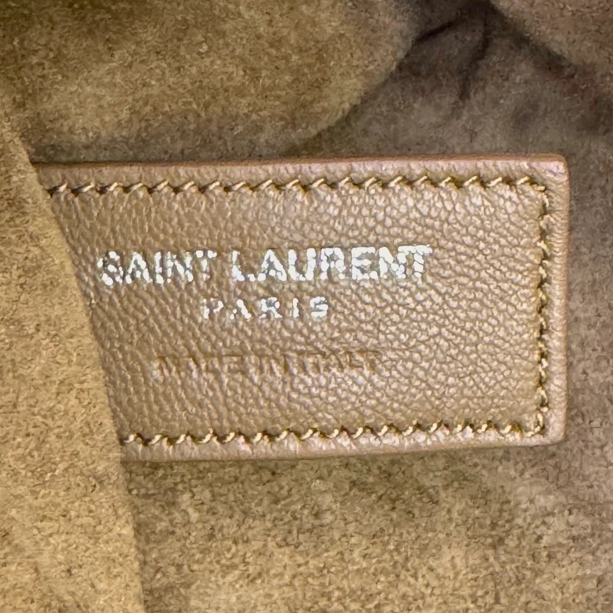Yves Saint Laurent Jen Flat Bucket Leather Bag Camel