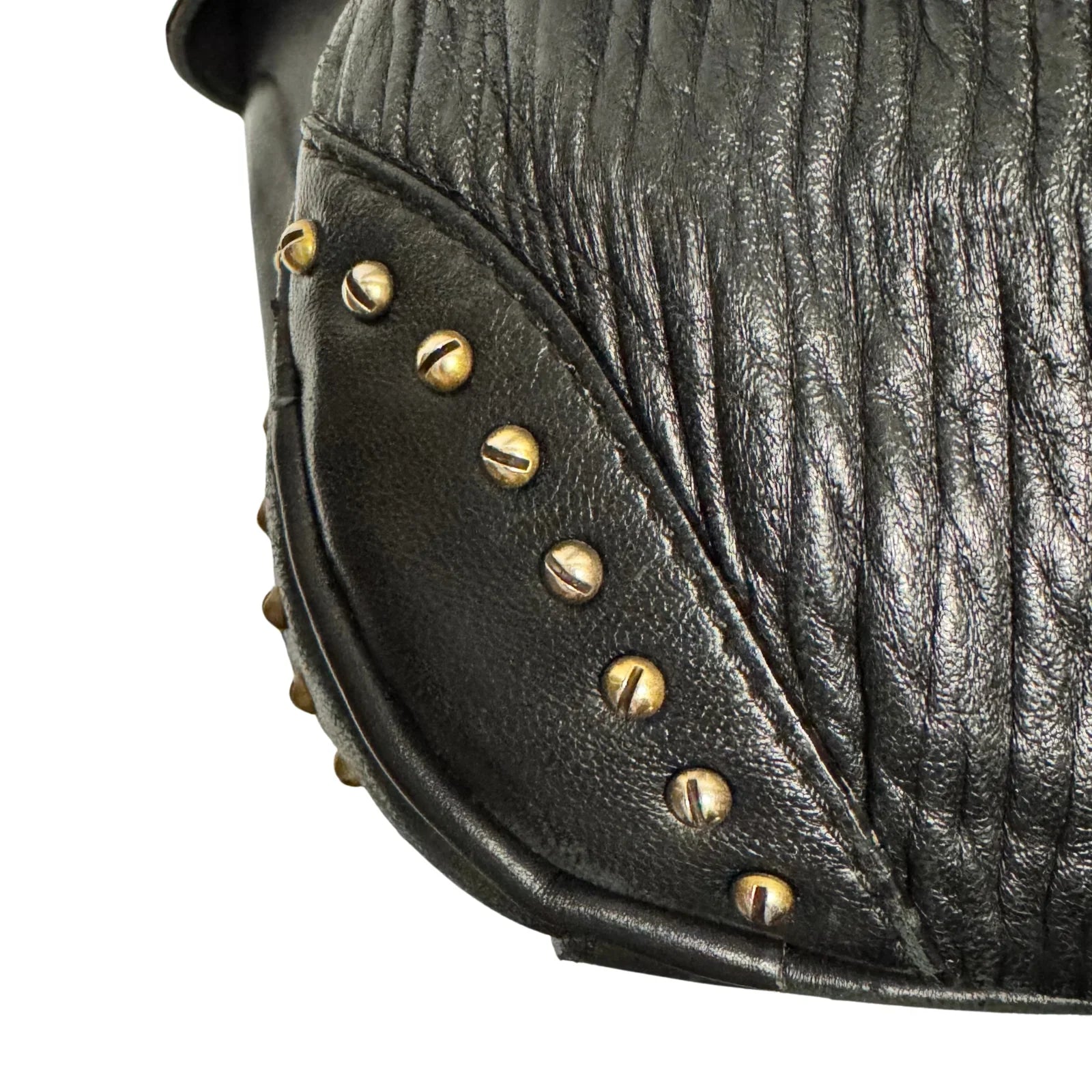 Burberry Black Studded Plissé Lambskin Leather Tote Bag - Lost Designer