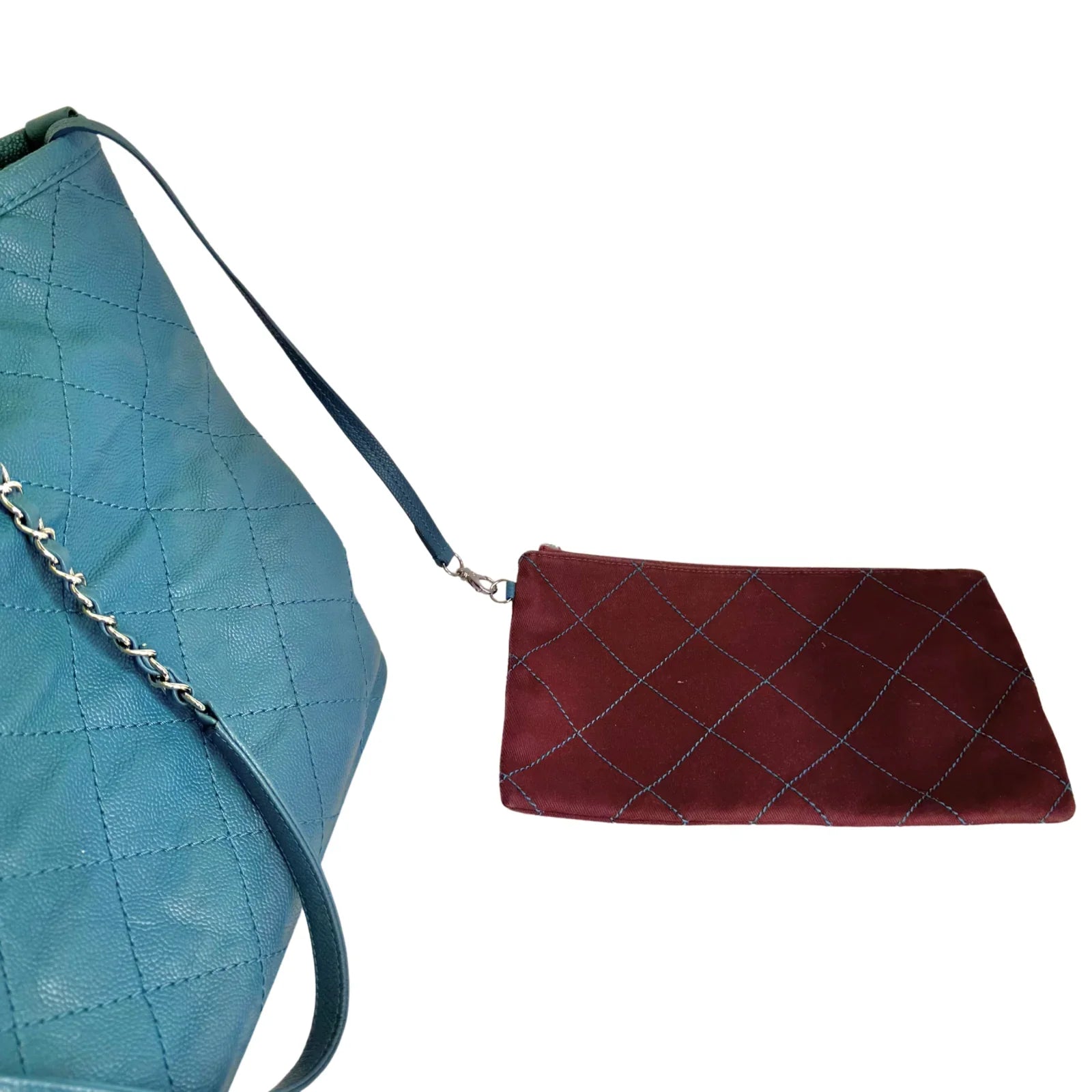 Chanel Everyday Grained Calfskin Quilted Bag Teal Blue - Lost Designer