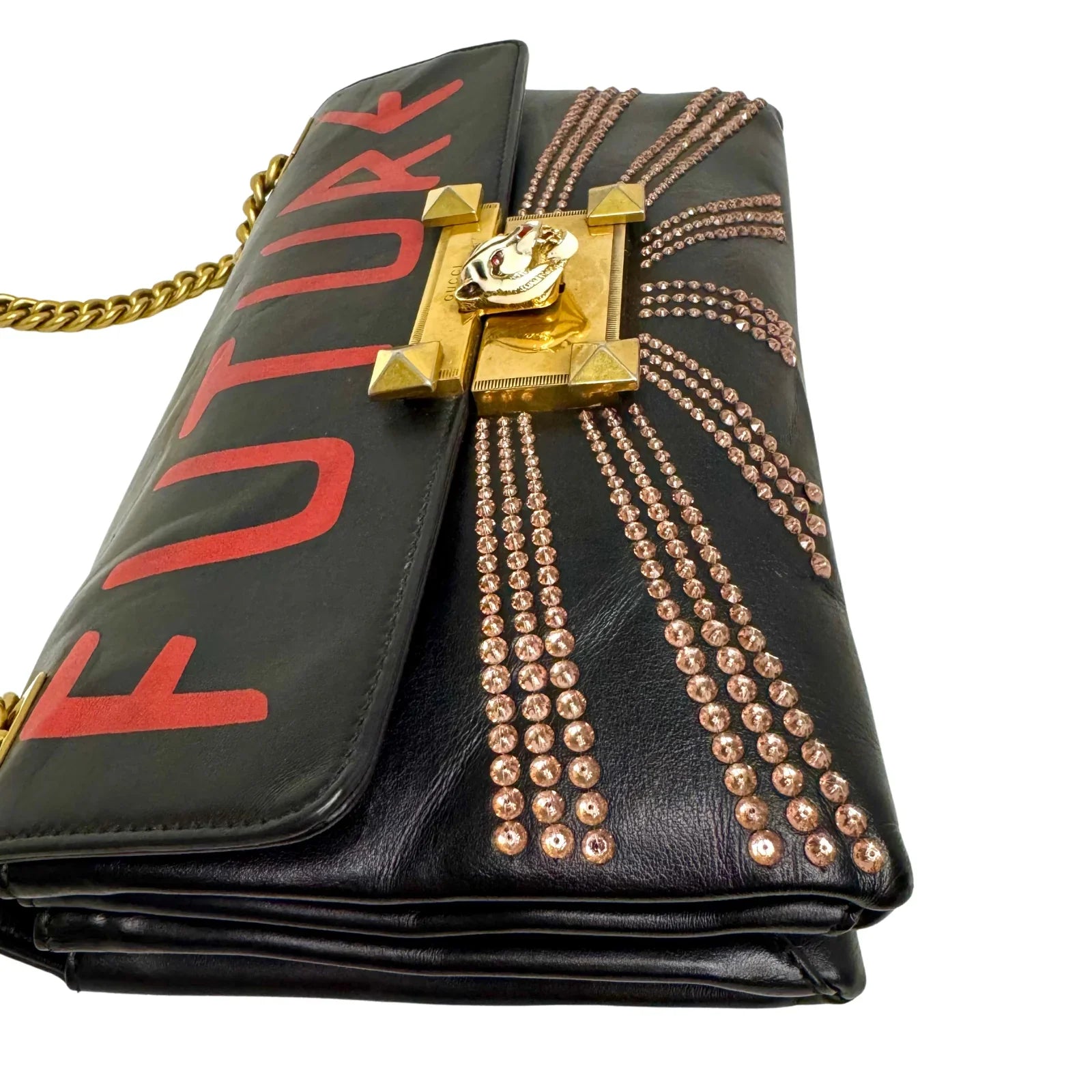 Gucci Osiride Future Embellished Leather Bag Black