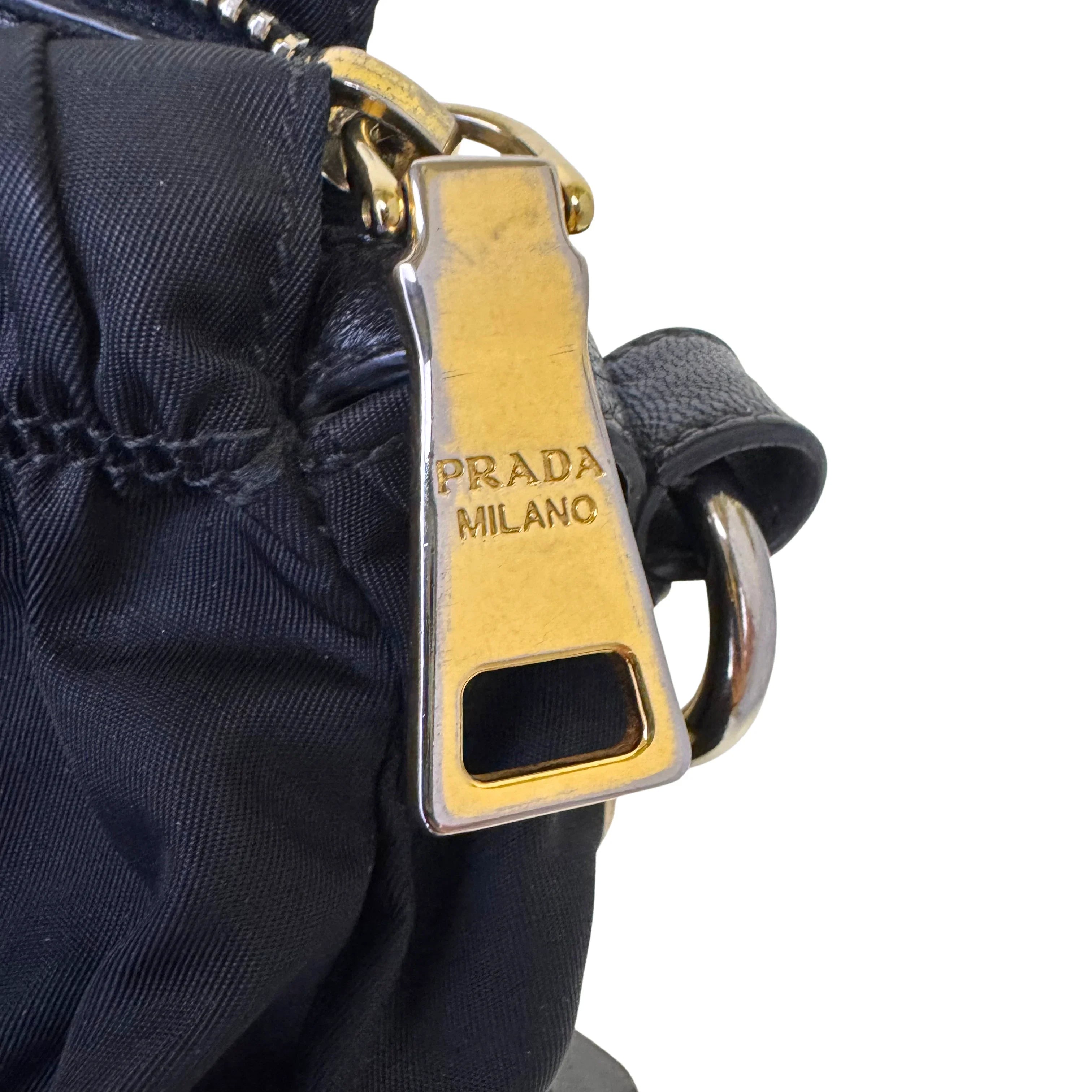 Prada Black Tessuto Nylon x Leather Tote Bag