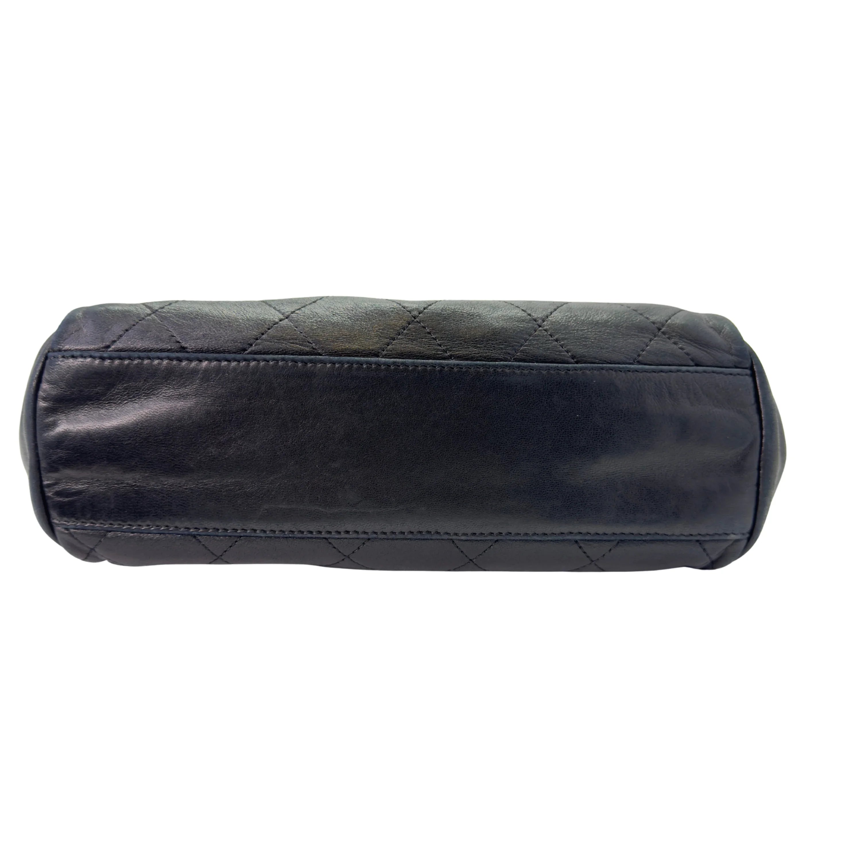 Chanel East-West Shoulder Bag Leather Black - Lost Designer