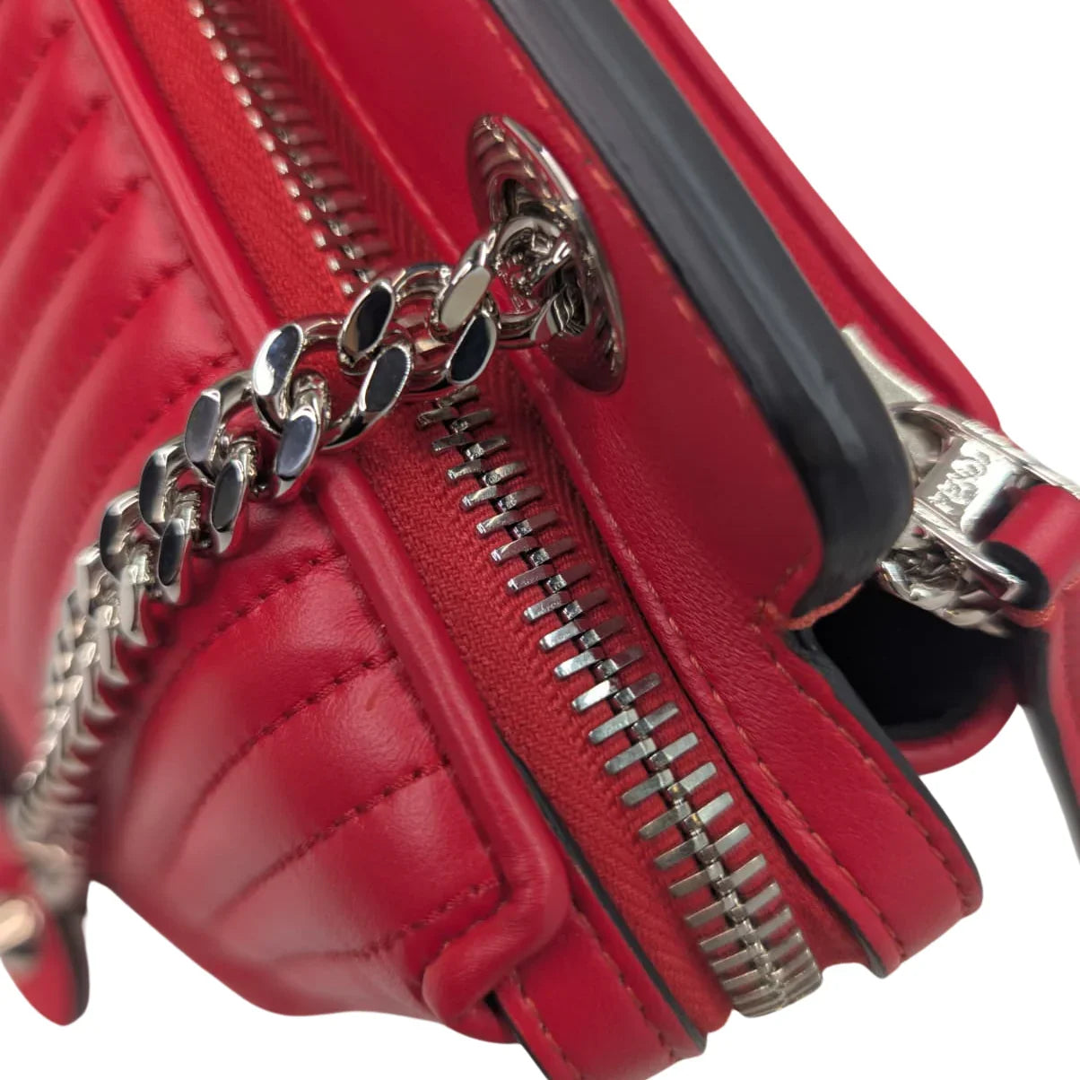 Fendi Dotcom Quilted Crossbody Bag Leather Red - Lost Designer