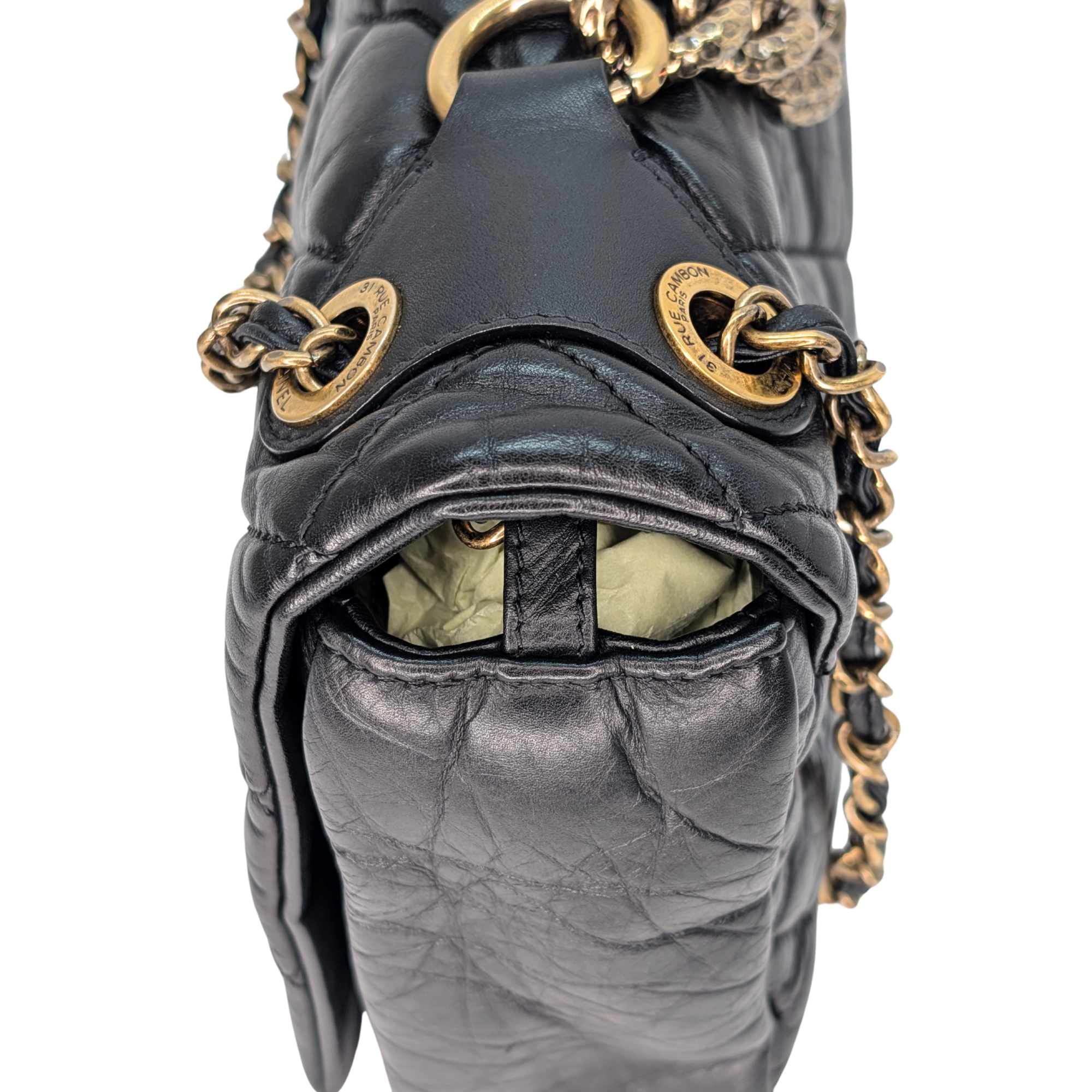 Chanel Pondicherry Flap Medium Handbag Leather Black