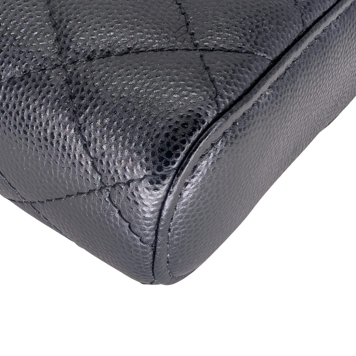 Chanel Caviar Quilted Small Vertical Coco Beauty Vanity Case with Chain Black