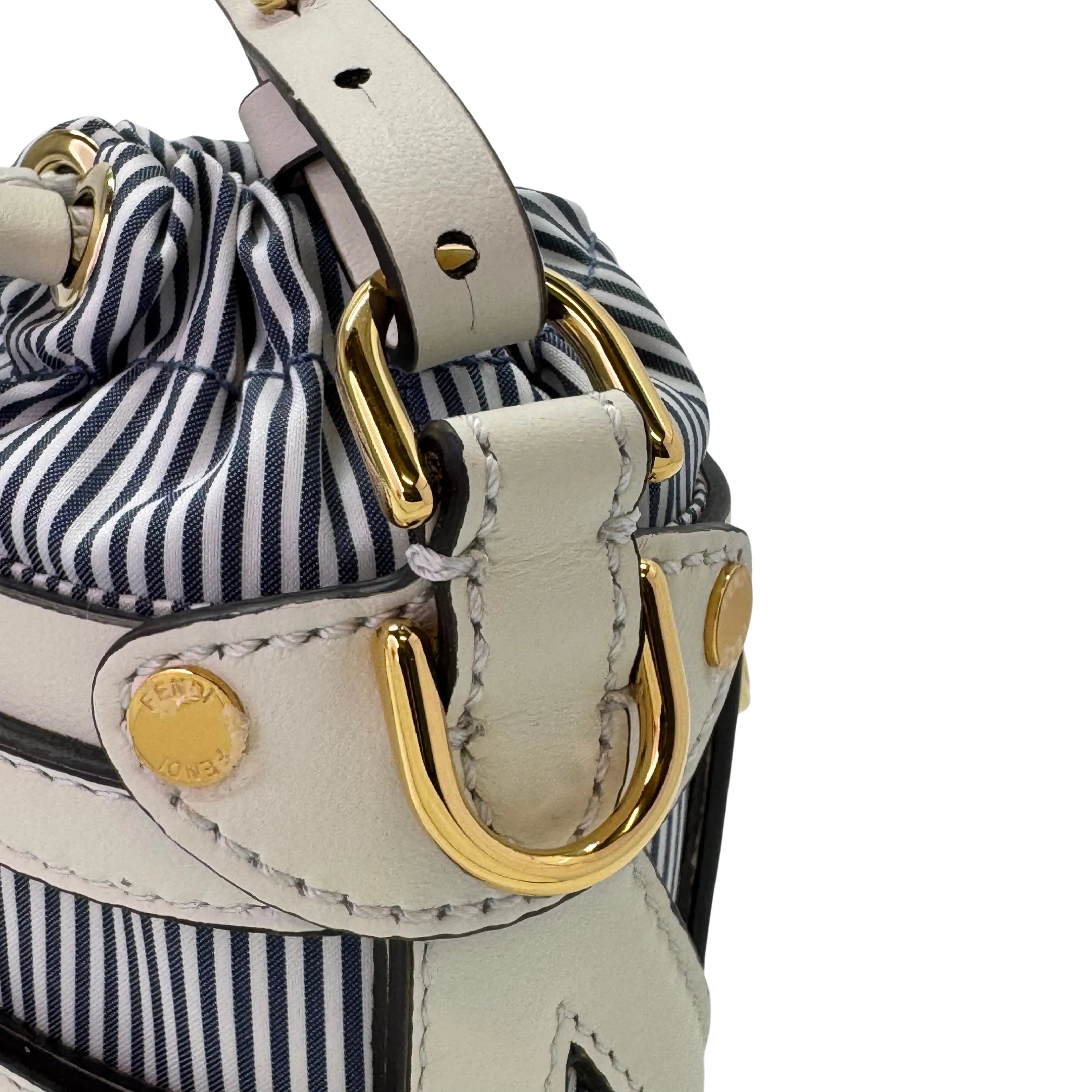 Fendi Nylon Vitello Step Out Bucket Shoulder Bag Beige Mini - Lost Designer