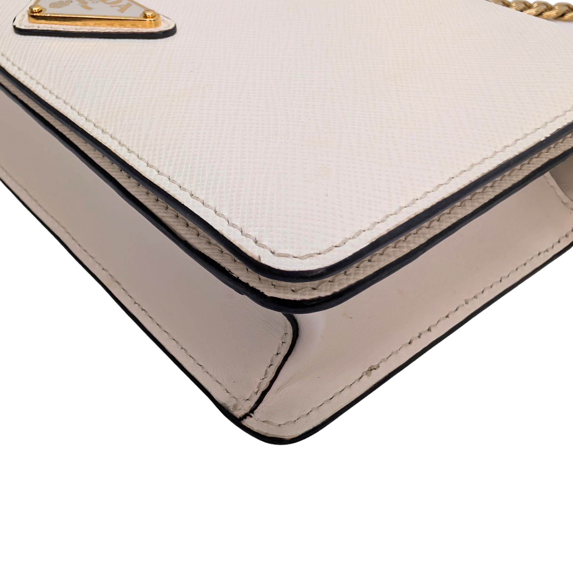 Prada Saffiano White Small Chain Bag White