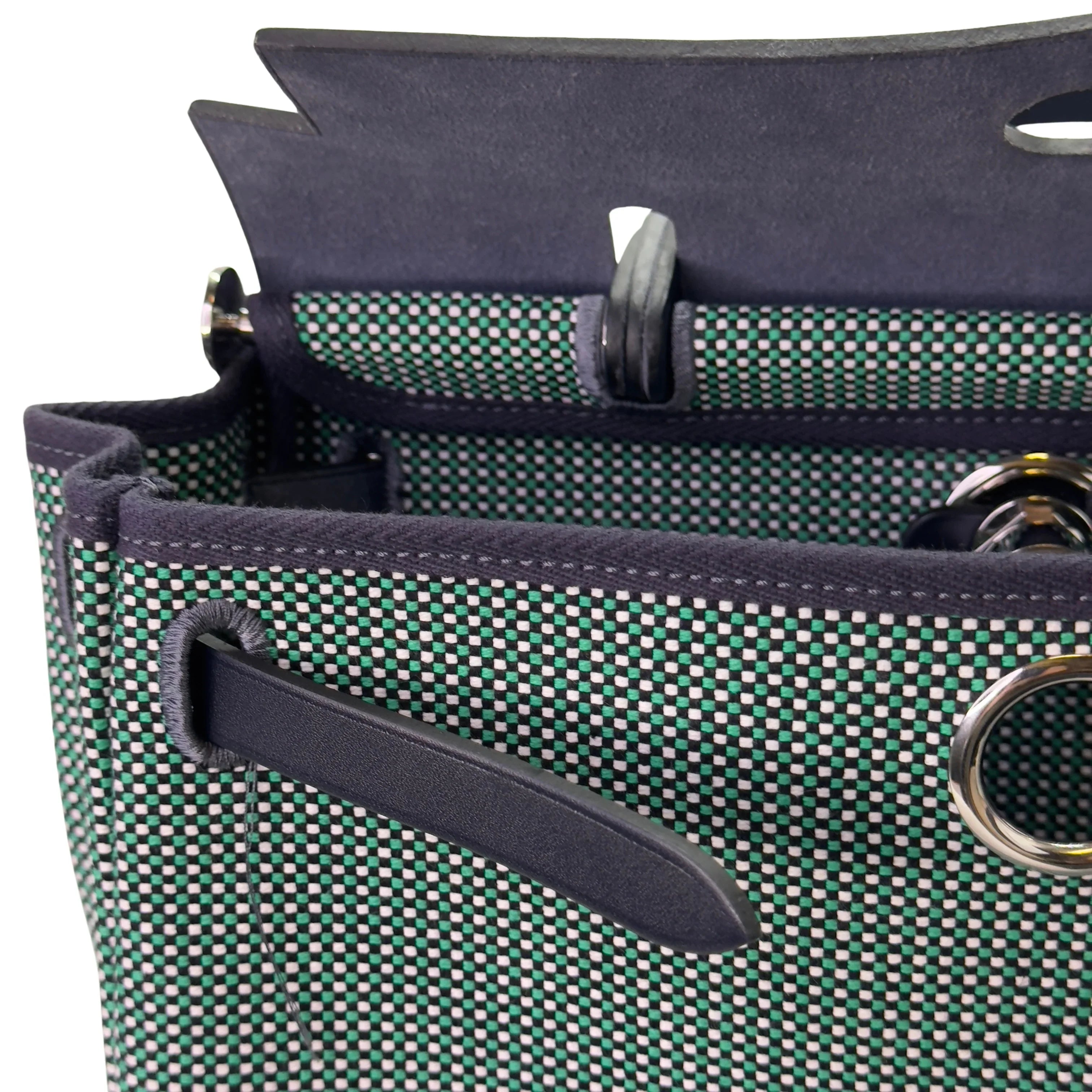 Hermés Herbag Zip 31 Criss Viking Quadrille Dark Green/Navy - Lost Designer