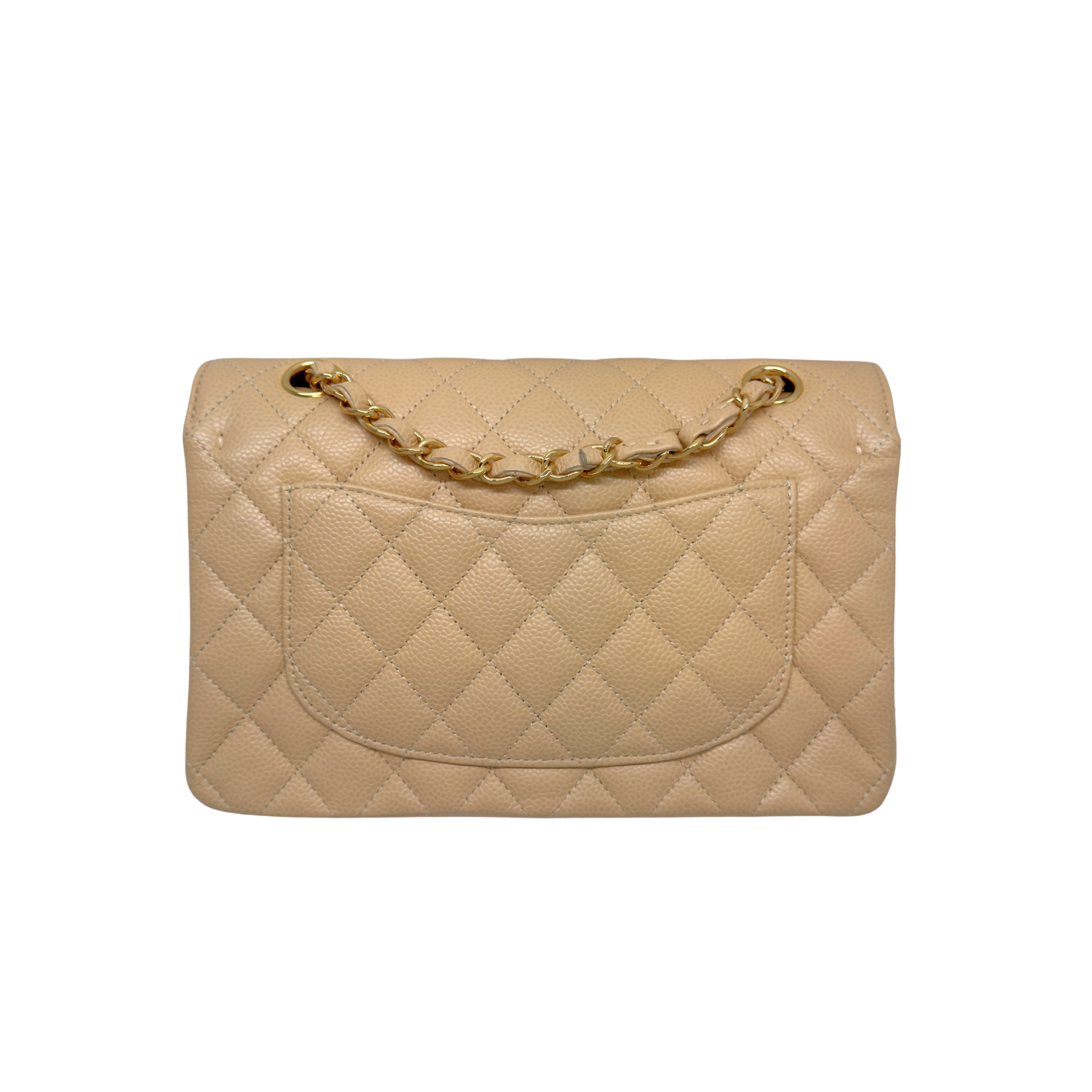 Chanel Classic Flap Medium Caviar 2022 Microchip Shoulder Bag Beige