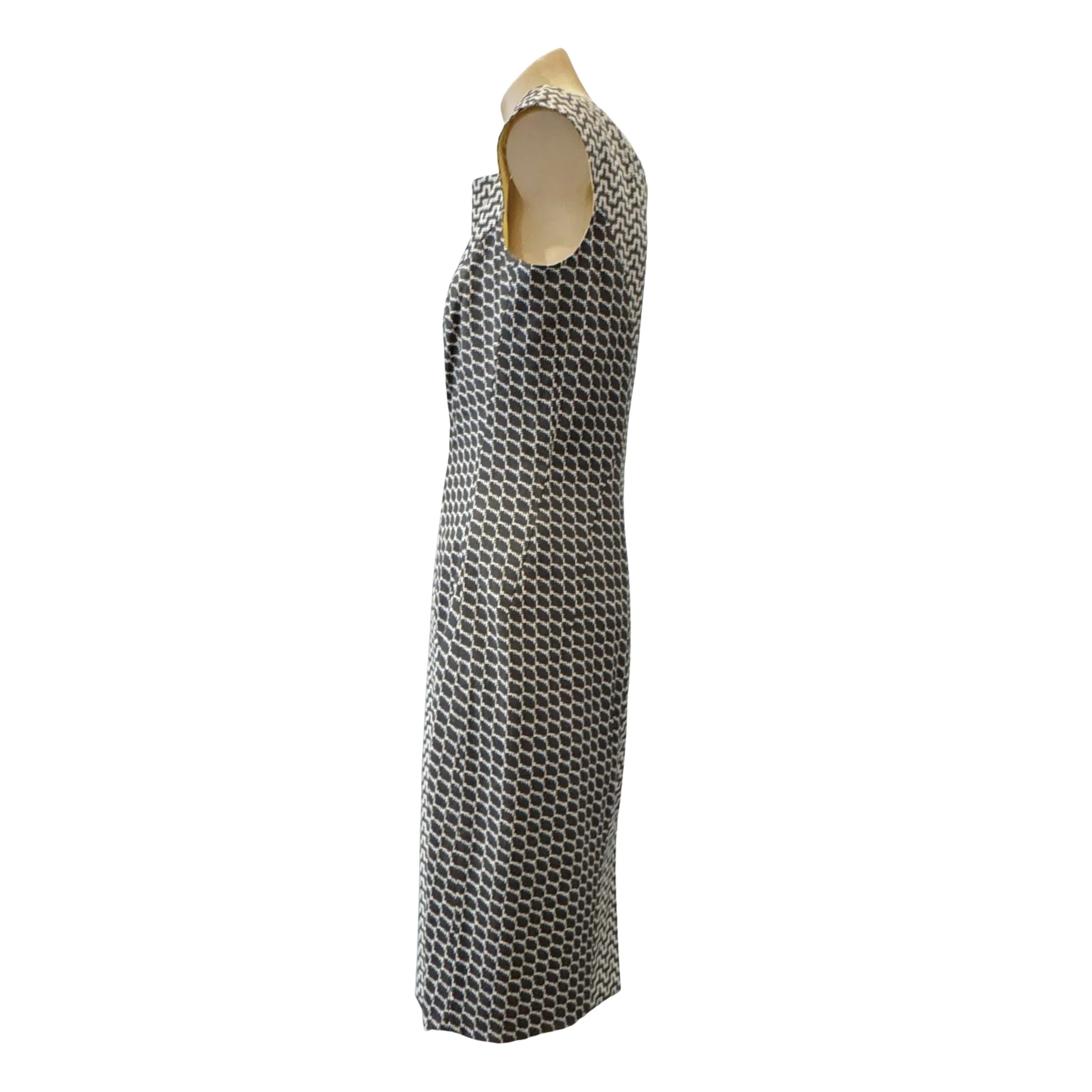 Versace Geometric Print Cap Sleeve Sheath Dress Size 40