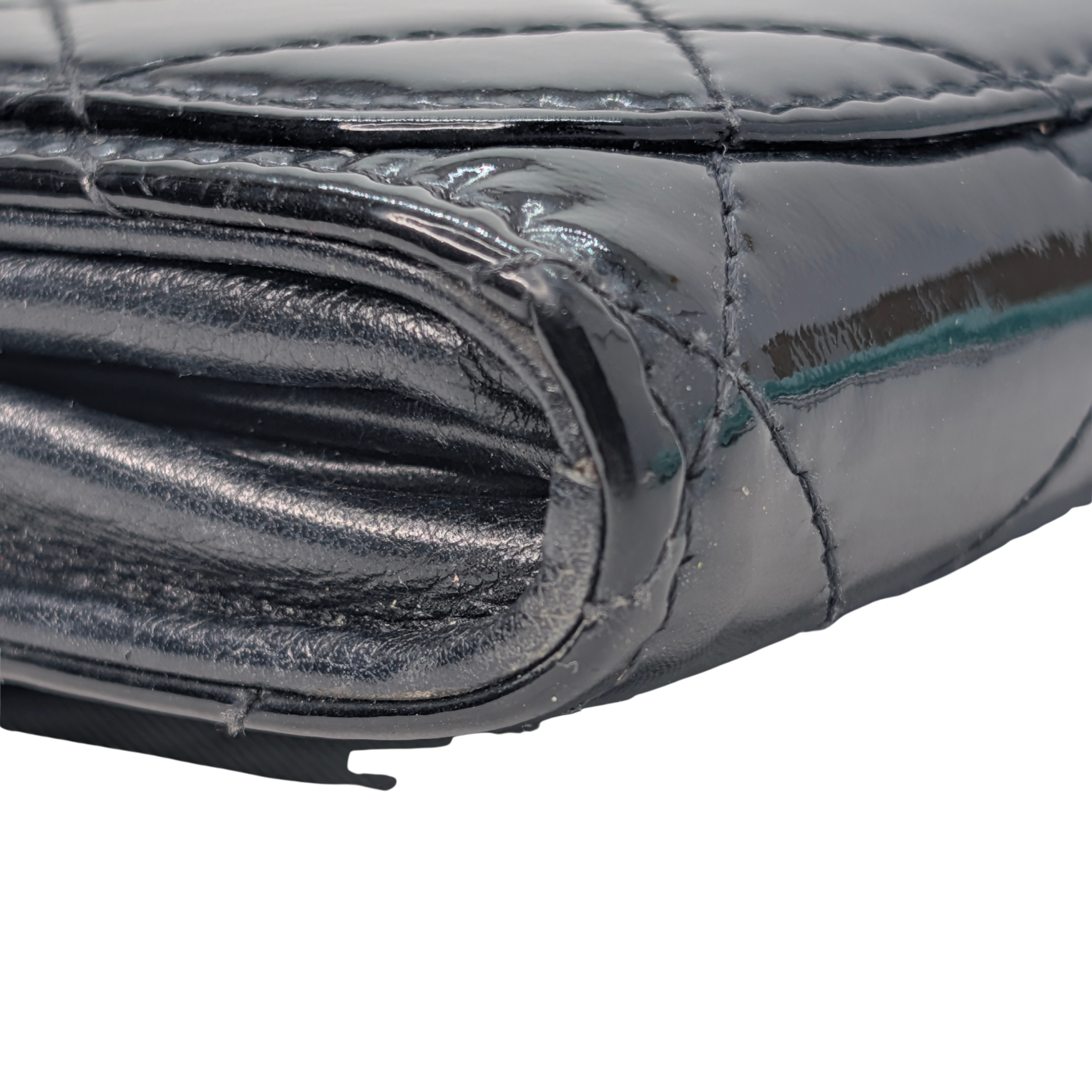 Chanel Classic Single Flap Small Matelassè Patent Folding Wallet Black