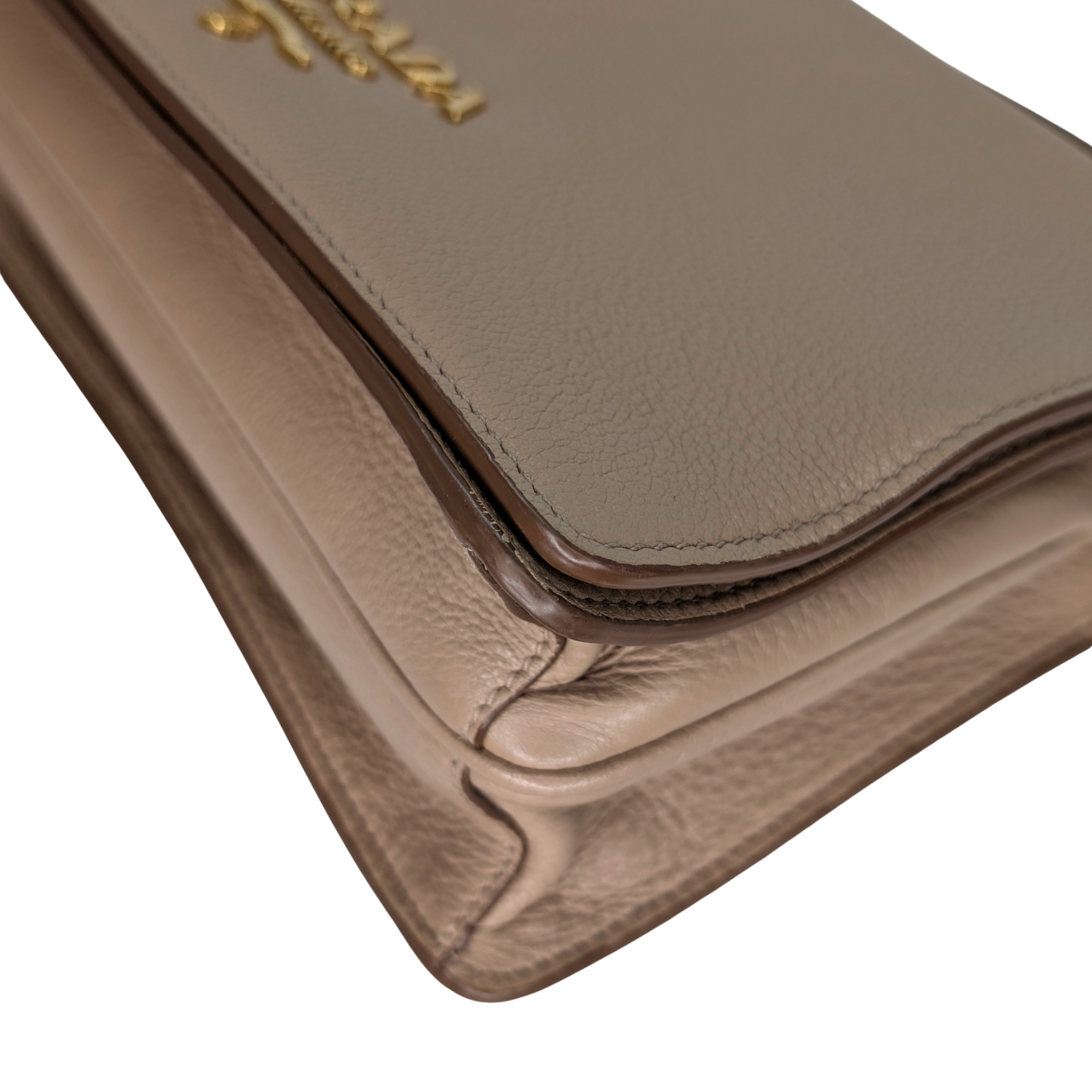 Prada Vitello Daino Leather Crossbody Bag Beige