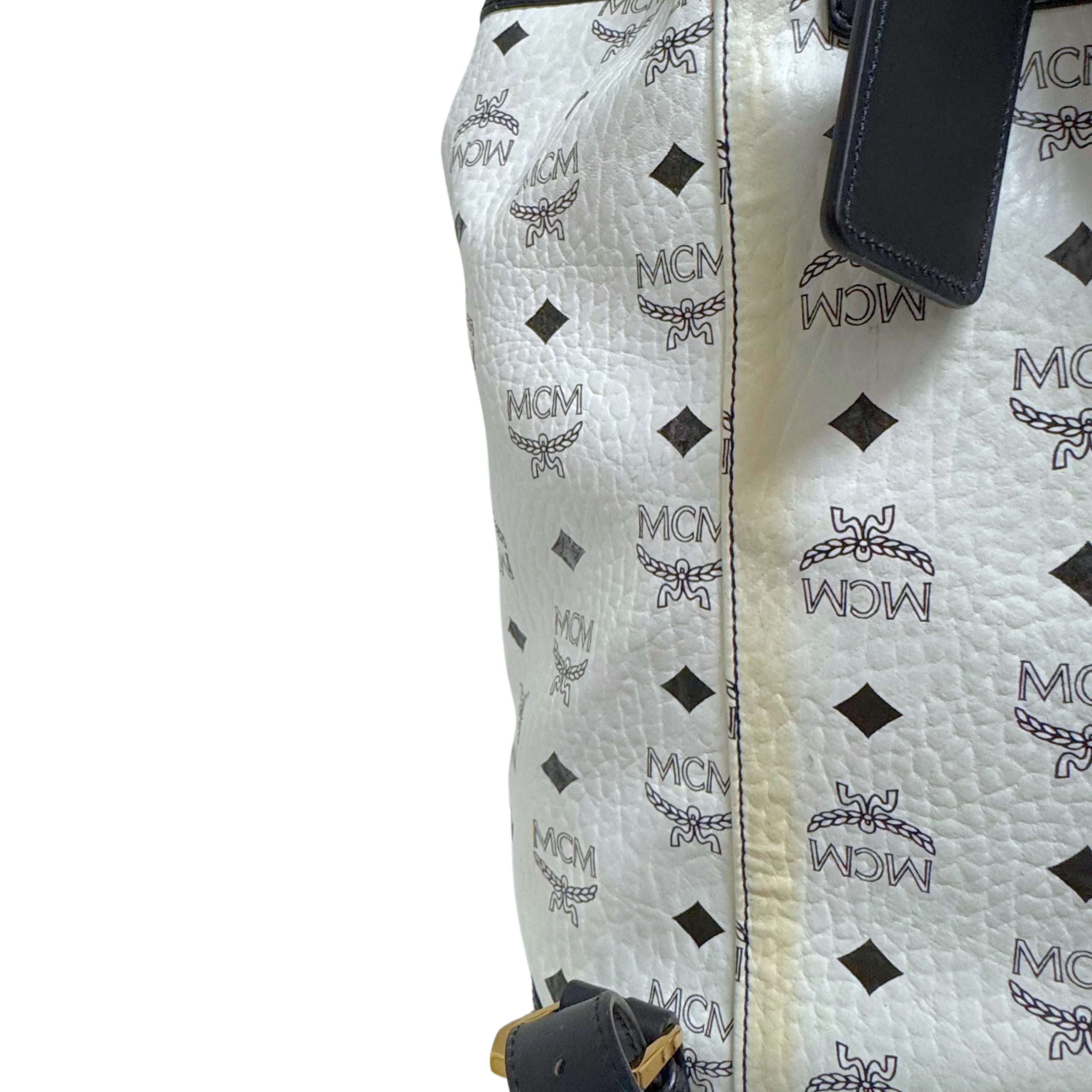 MCM Heritage Drawstring Backpack White