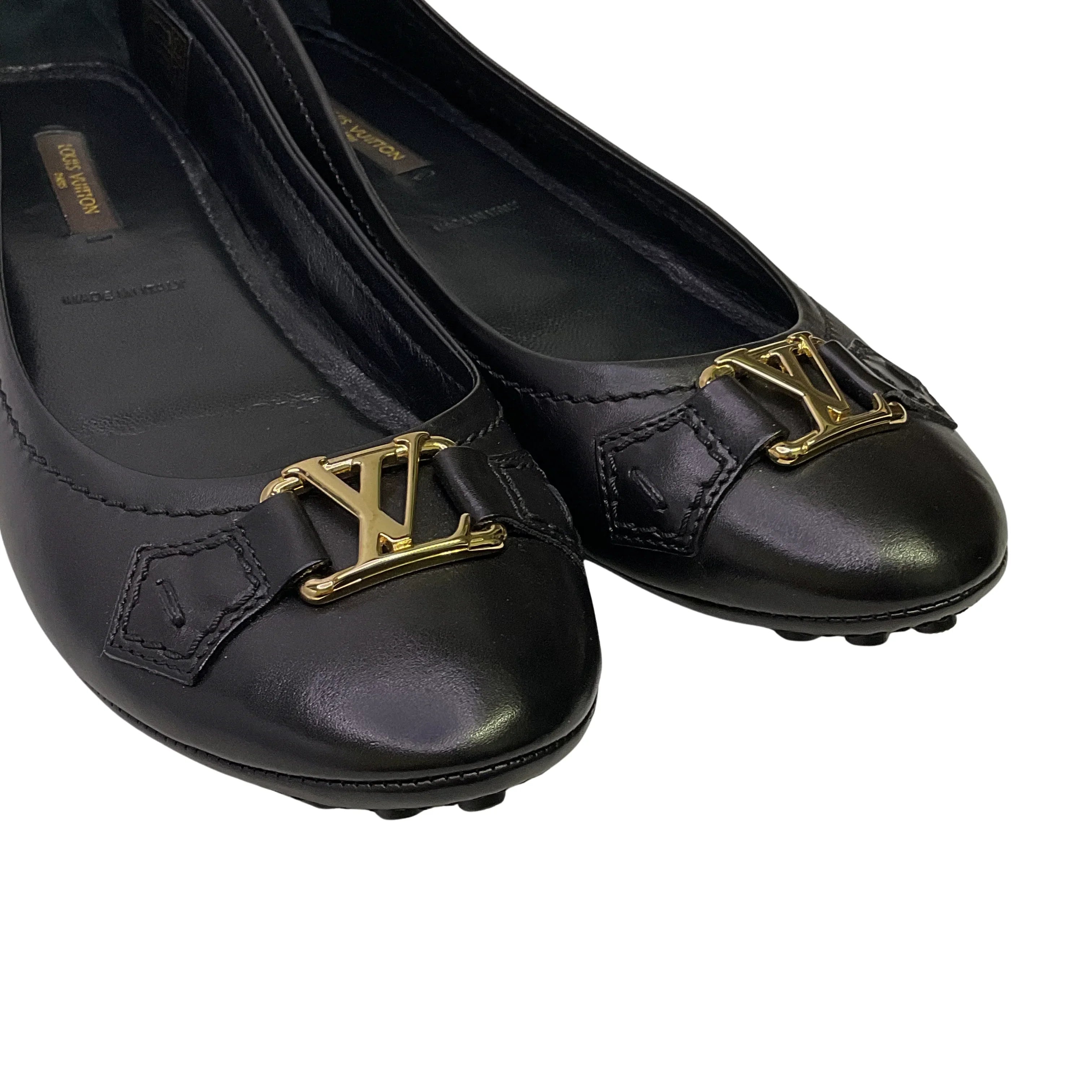 Louis Vuitton Leather Ballet Flats Black 37 - Lost Designer