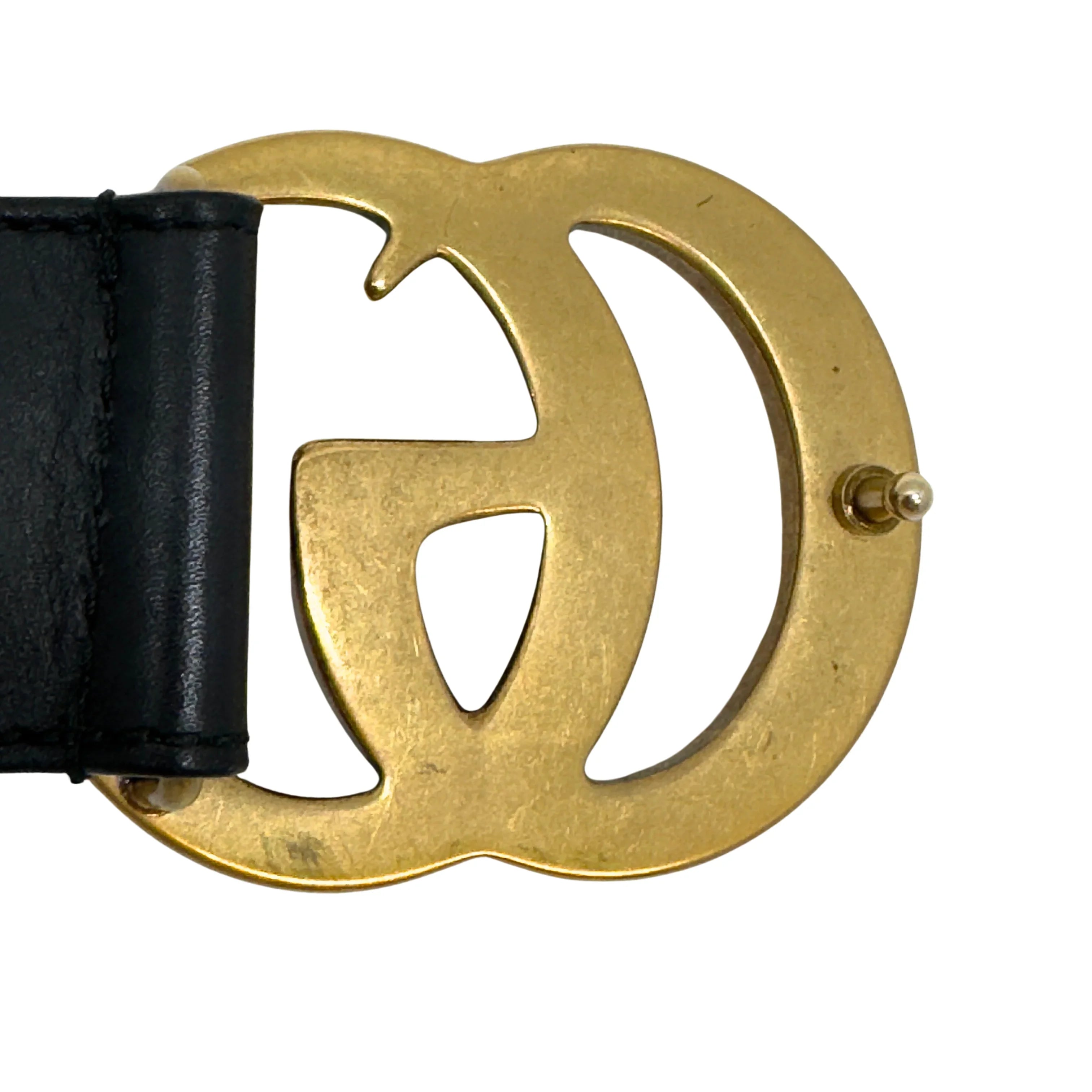 Gucci GG Marmont Wide Belt Leather Black 85/34 - Lost Designer