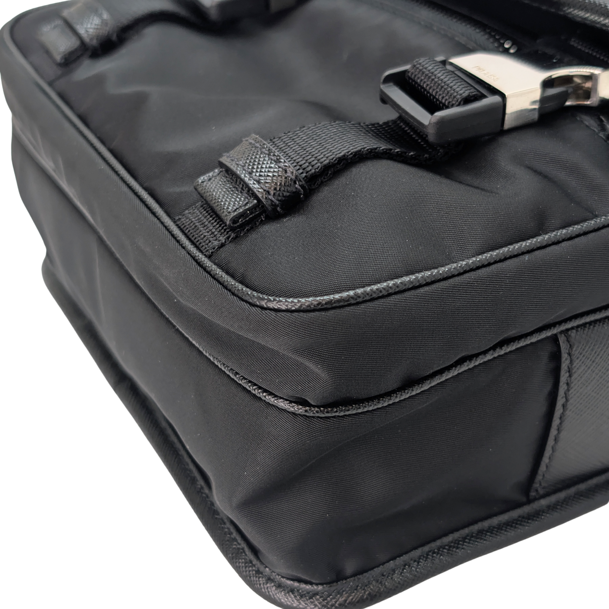 Prada Re-Nylon and Saffiano Leather Shoulder Bag Black