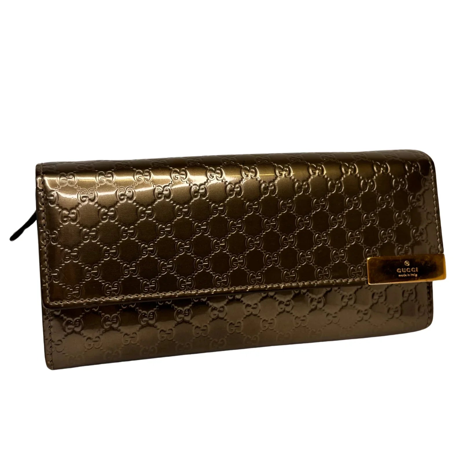 Gucci Leather Wallet on Chain Metallic Silver-Bronze