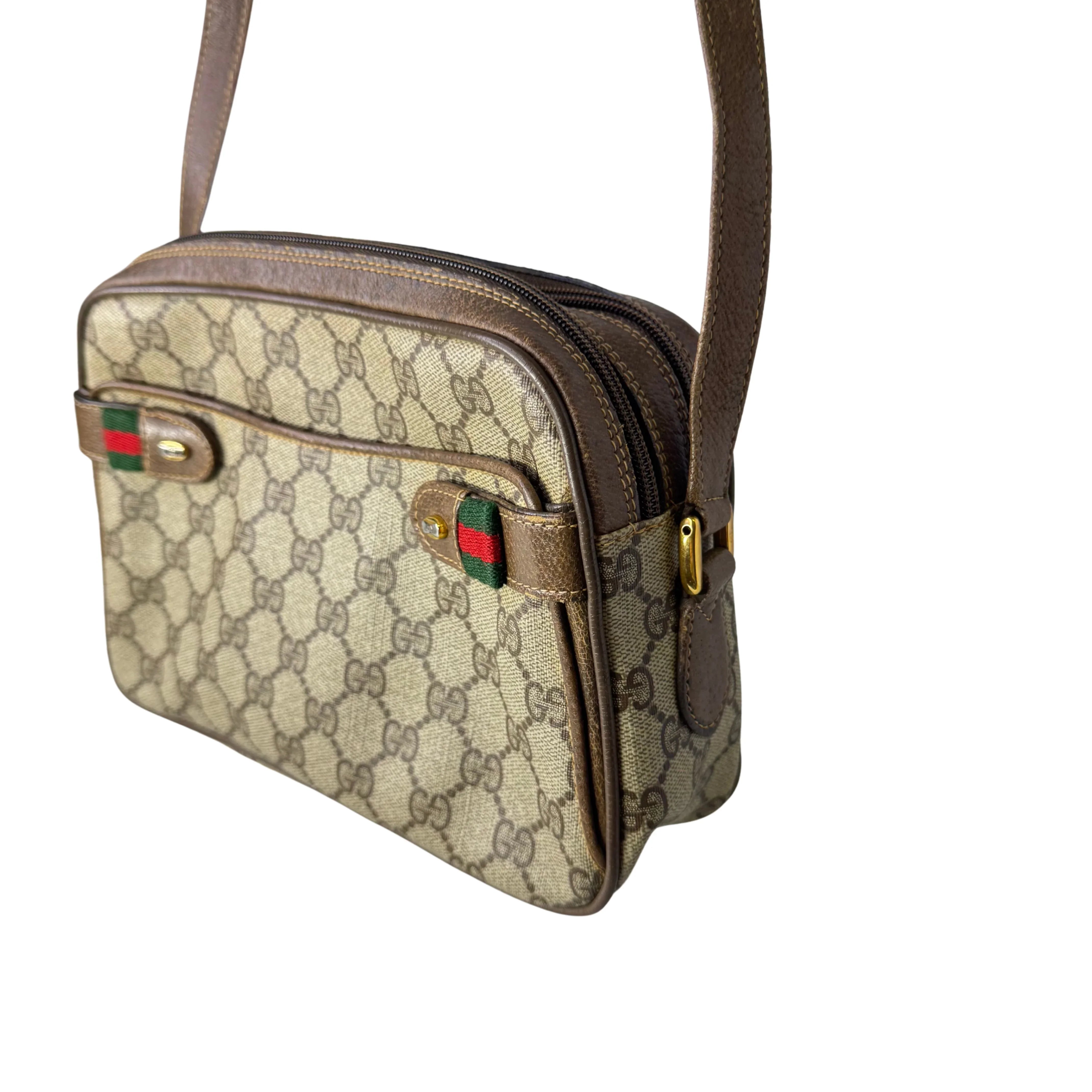 Gucci GG Supreme Crossbody Messenger Bag Beige - Lost Designer