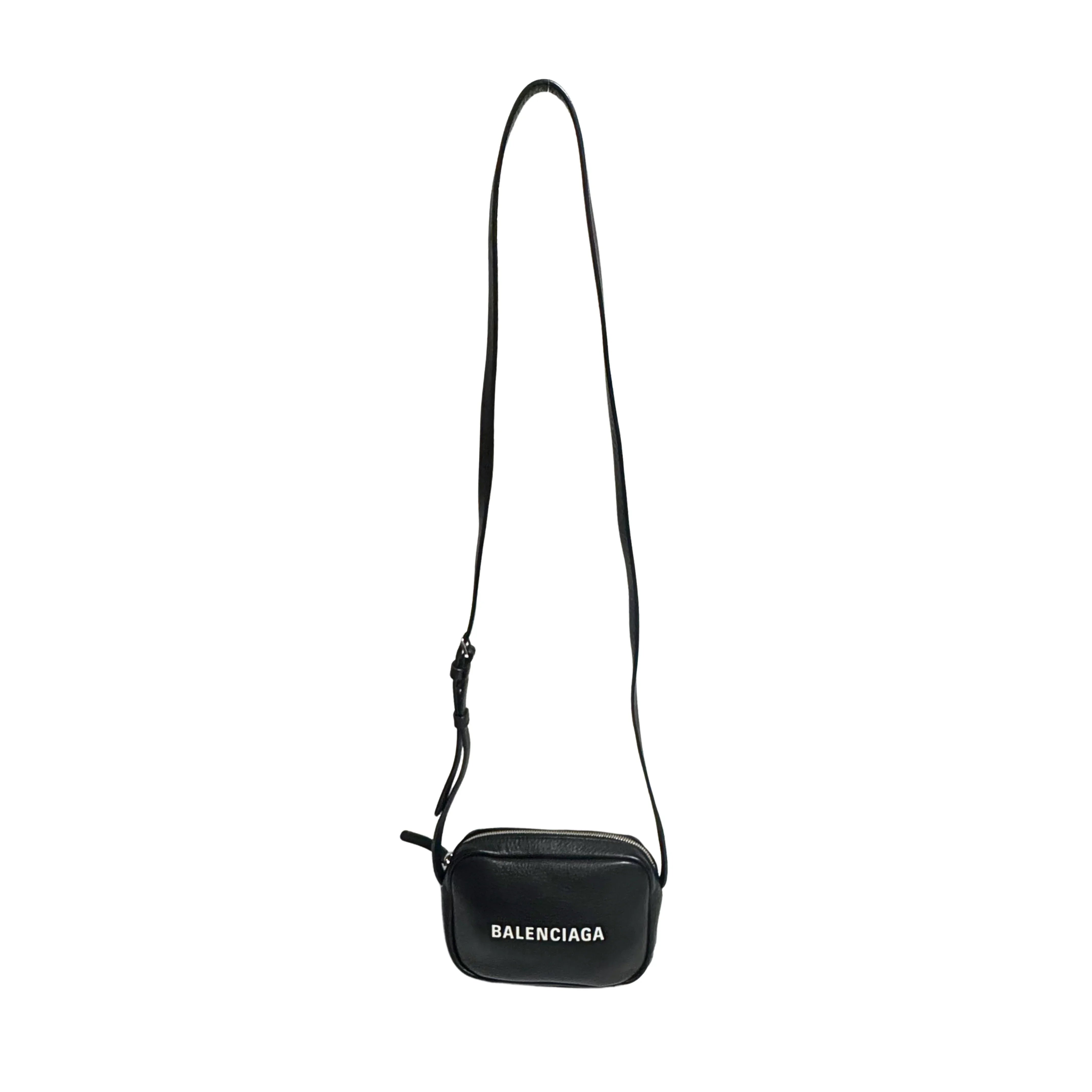 BALENCIAGA Calfskin Logo Everyday Camera Bag /Black