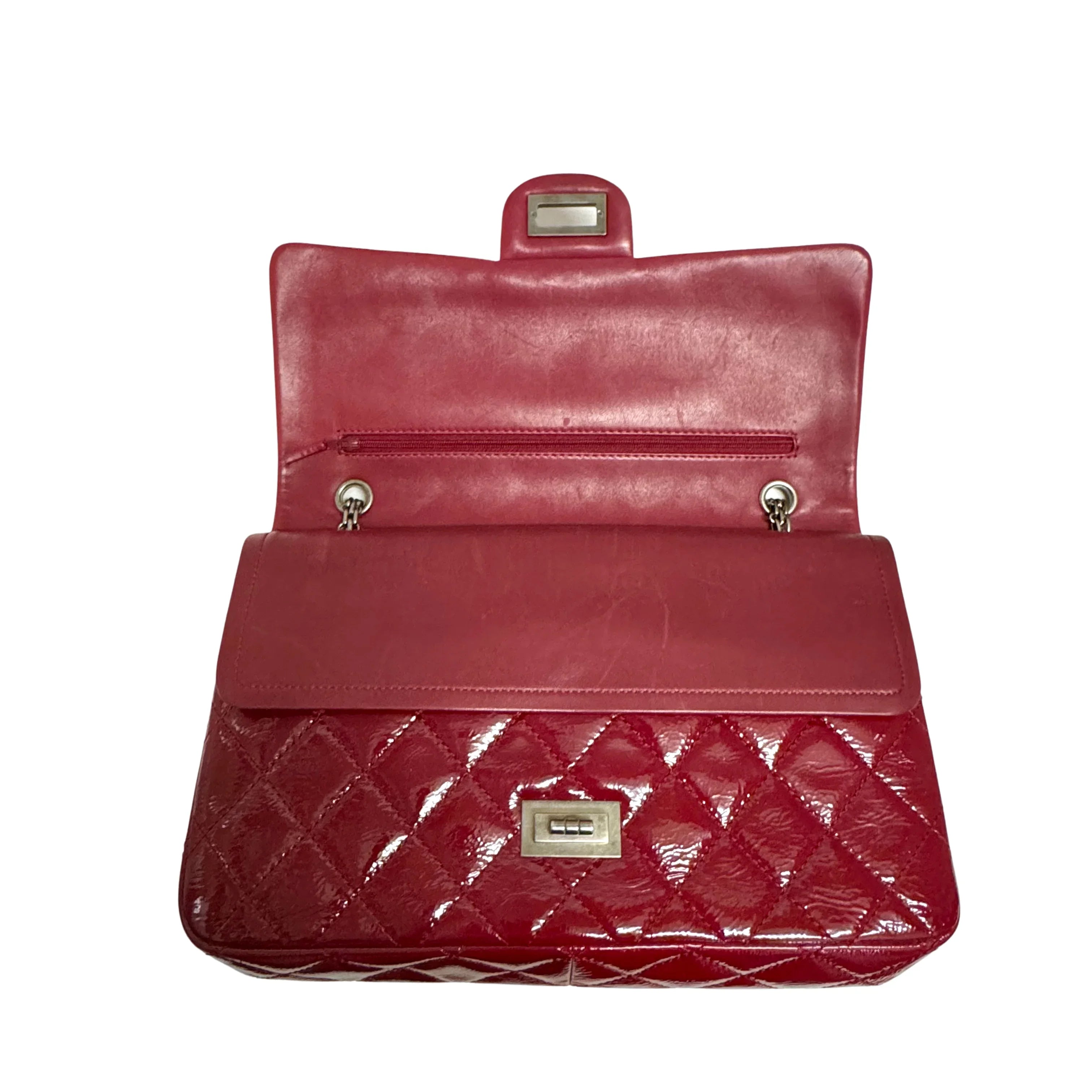 Chanel Flap Patent Calfskin Quilted 2.55 Reissue 227 Deep Red - Lost Designer