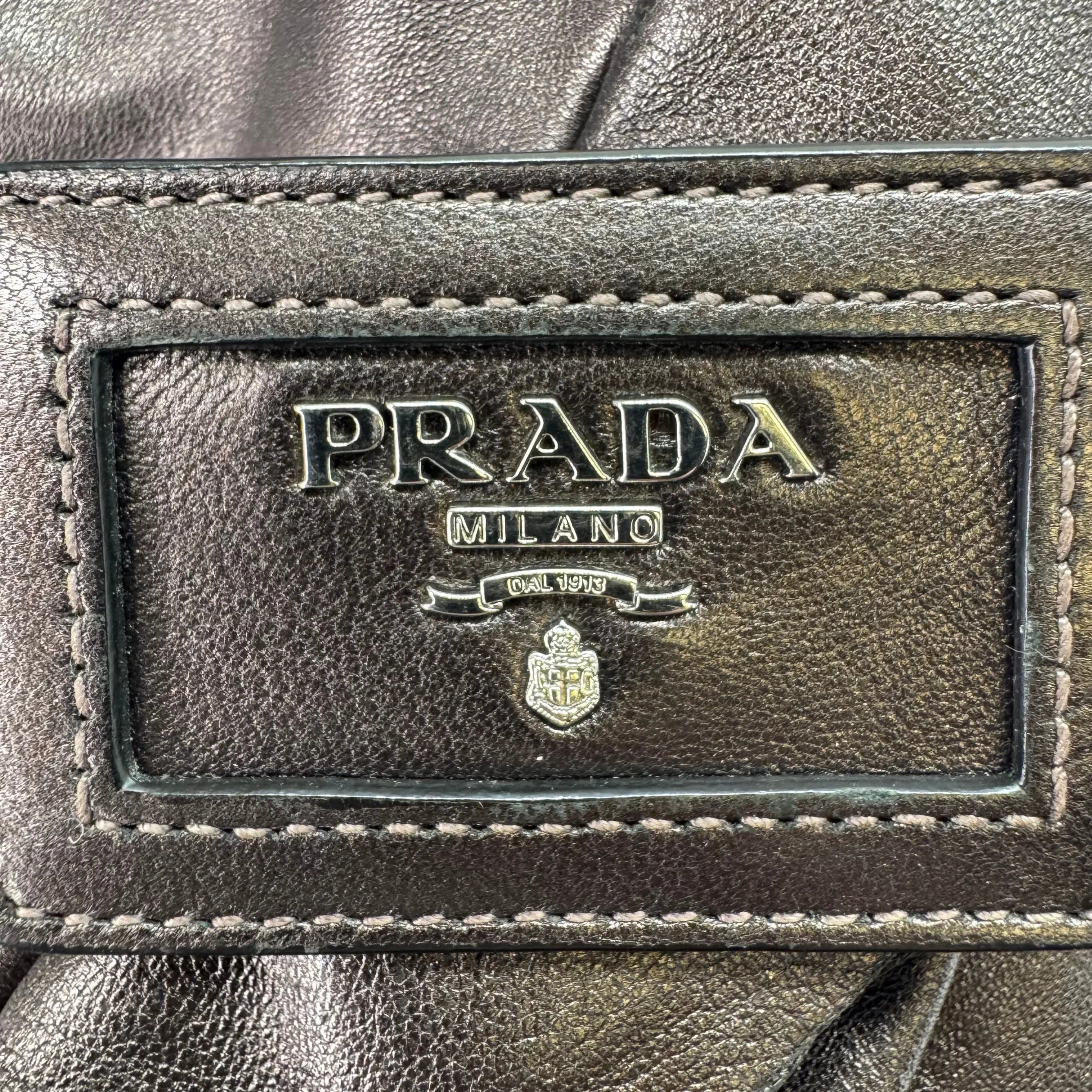 Prada Nappa Ruffle Hobo Grafite Mordore Shoulder Bag - Lost Designer