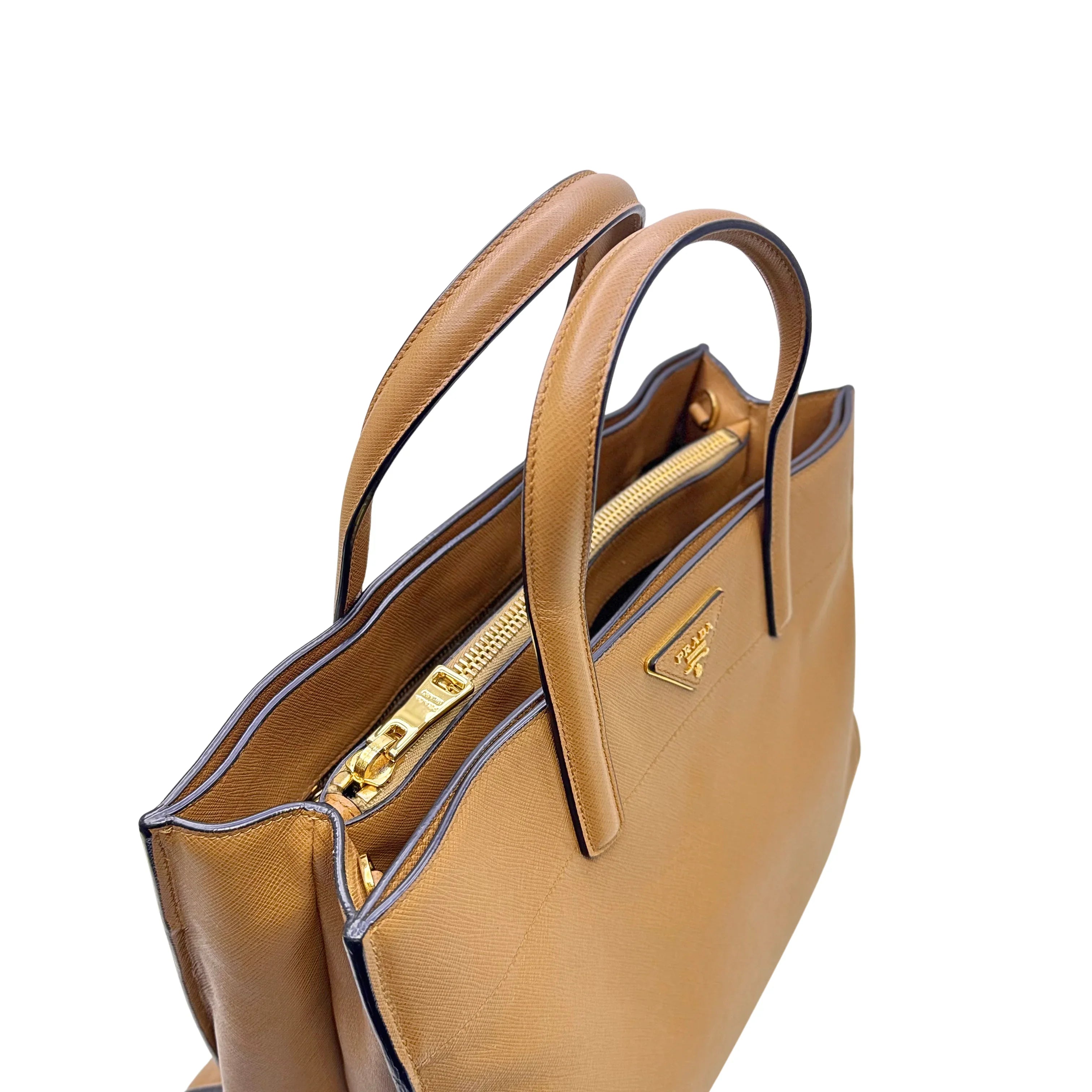 Prada Saffiano Handbag Leather Brown - Lost Designer
