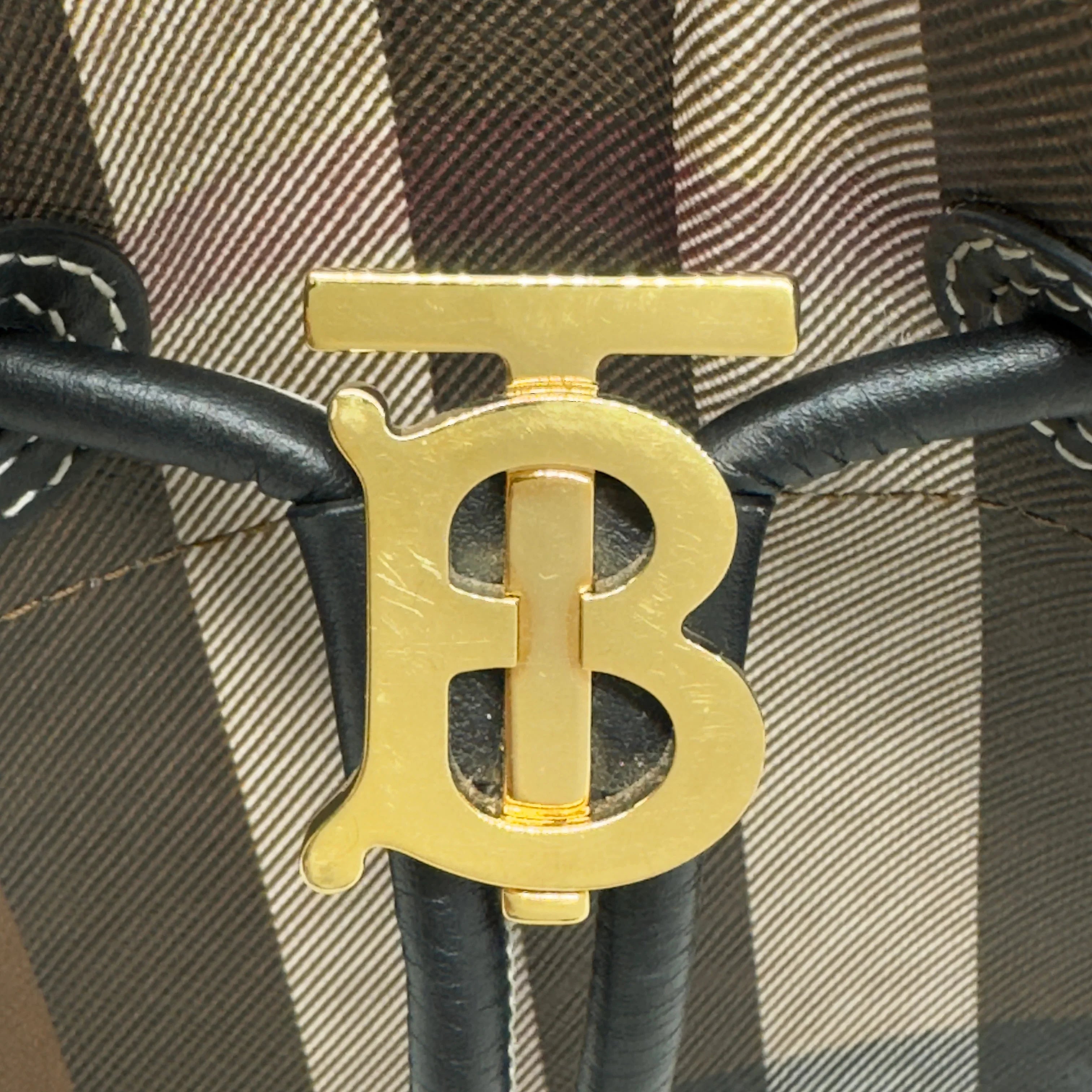 Burberry TB Small Check Bucket Bag Brown - Lost Designer