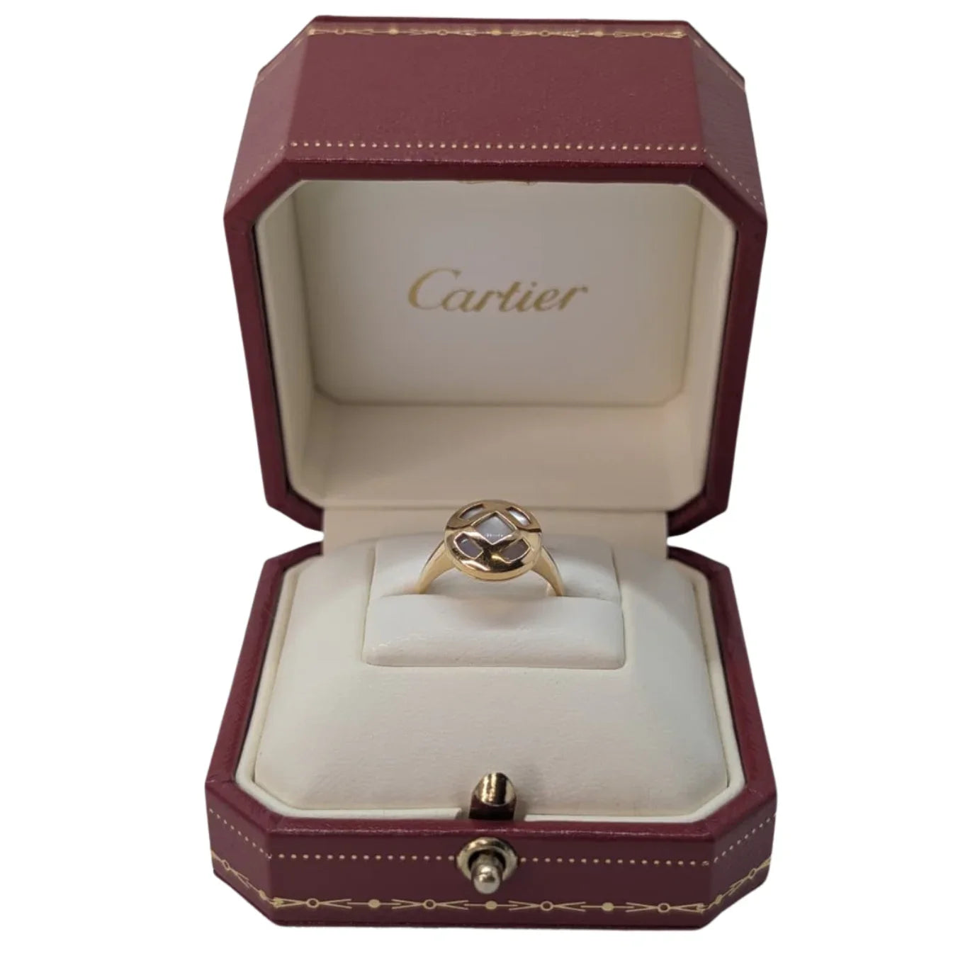 Cartier Pasha Mother Of Pearl 18K Gold Ring Size M½ - Lost Designer
