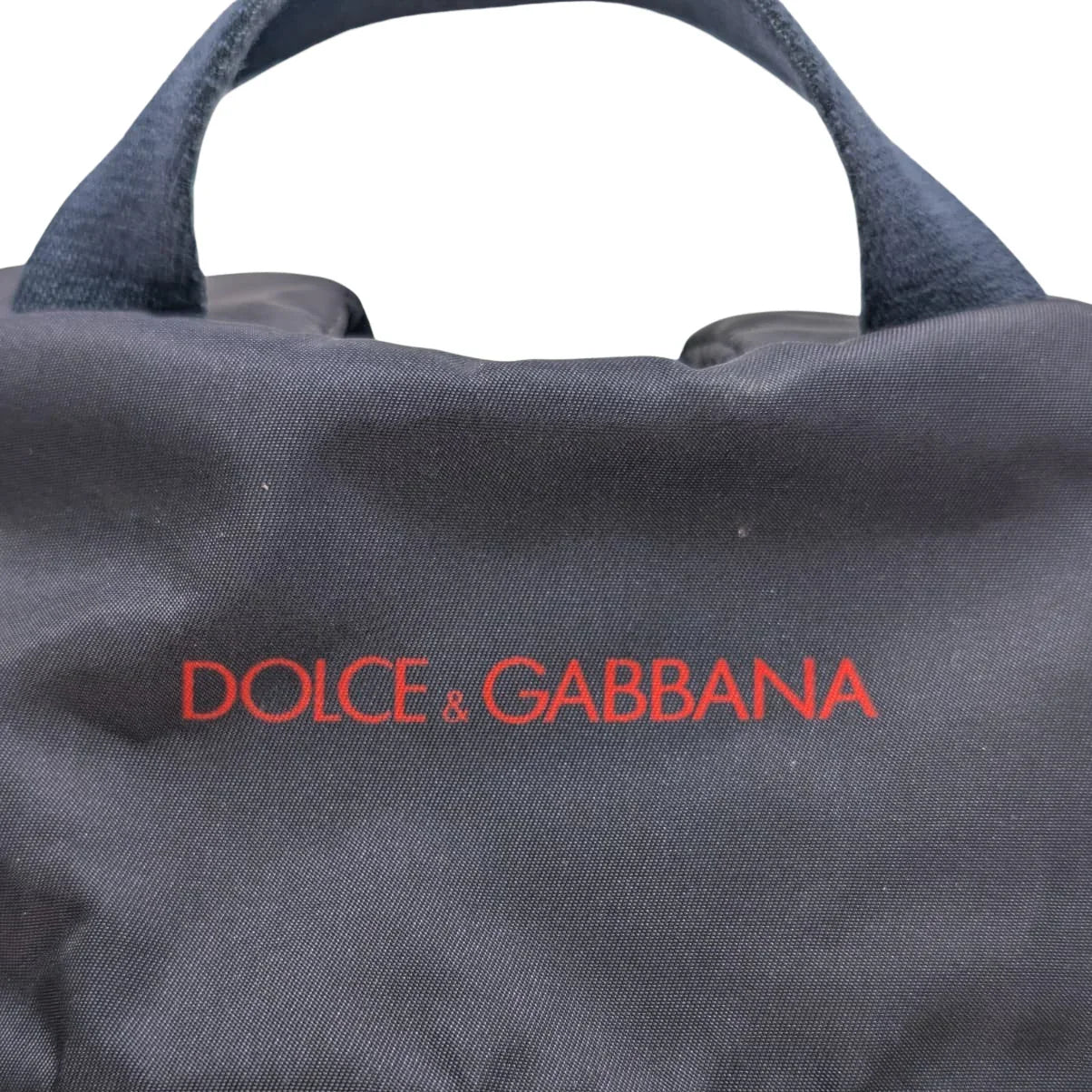 Dolce & Gabbana Backpack With Medal Print Nylon Navy Blue - Lost Designer