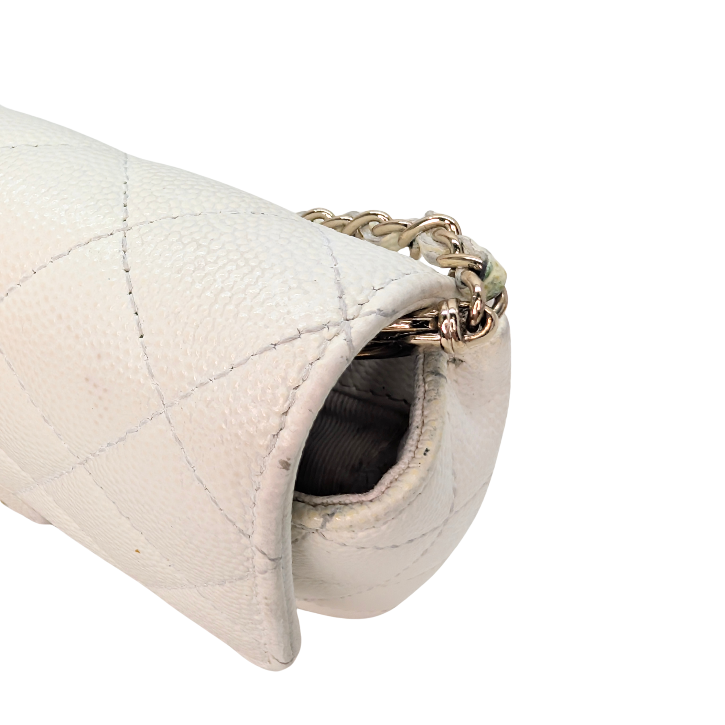 Chanel Sunglasses Quilted Caviar Sunglasses Case Bag White