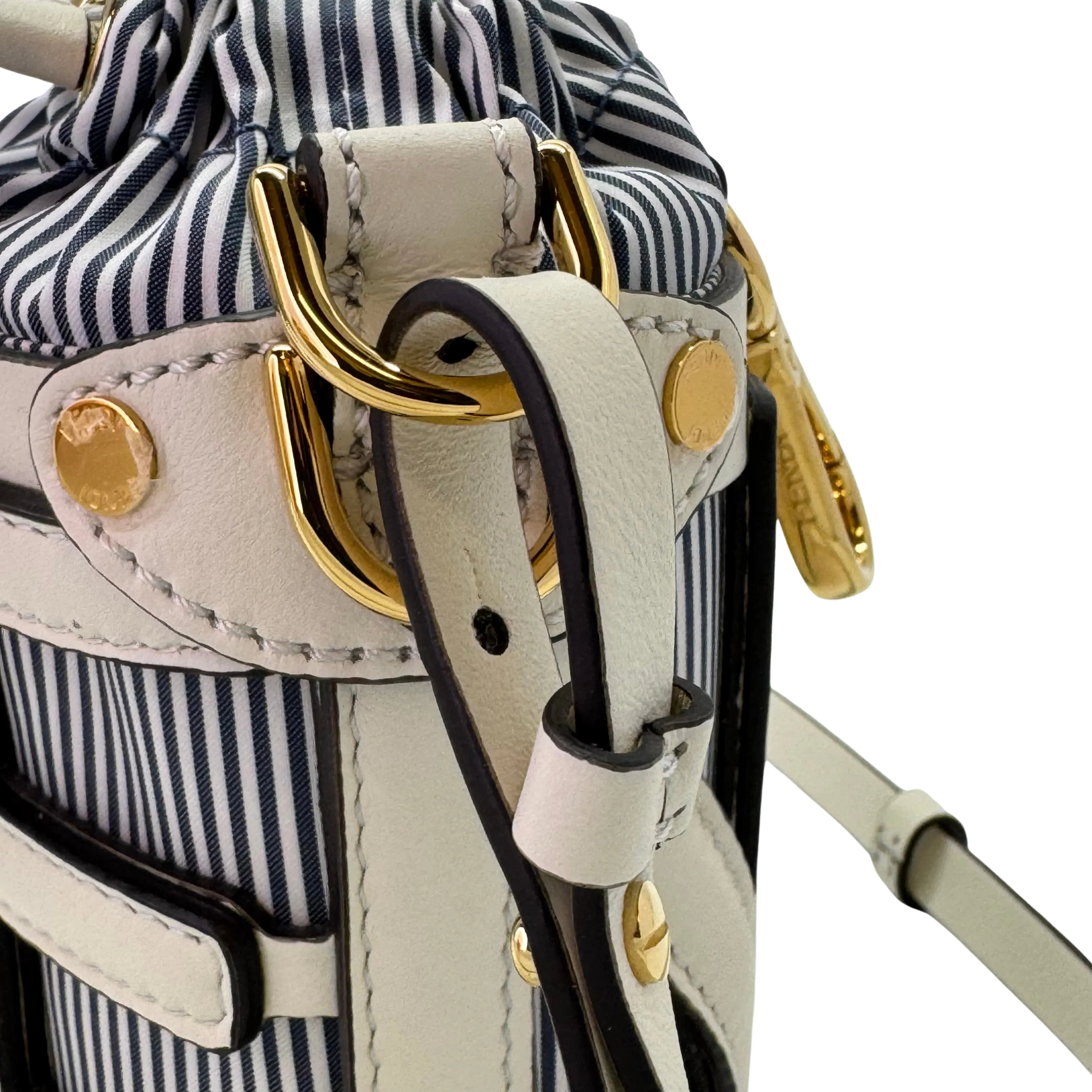 Fendi Nylon Vitello Step Out Bucket Shoulder Bag Beige Mini - Lost Designer