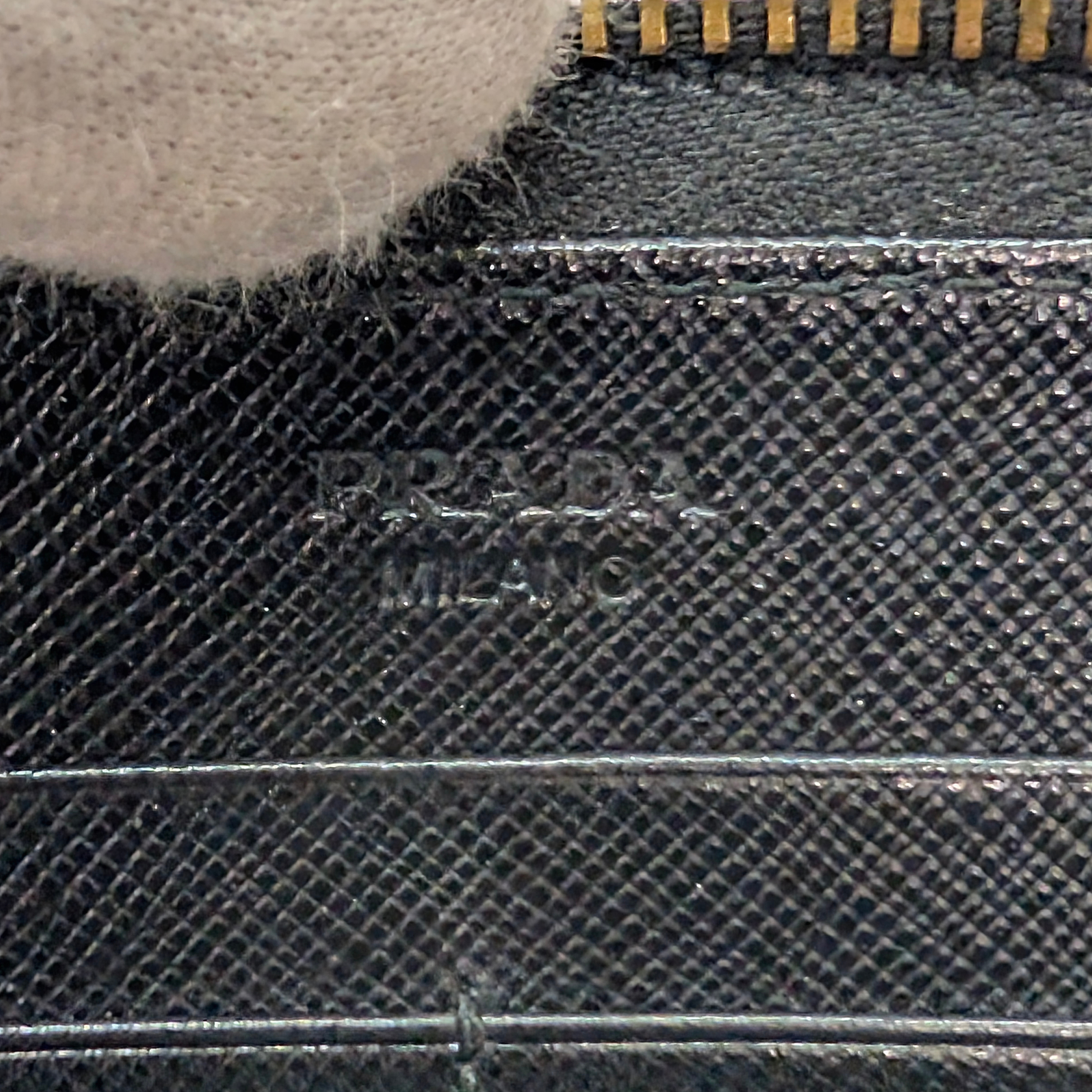 Prada Saffiano Leather Zip around Long Wallet Black