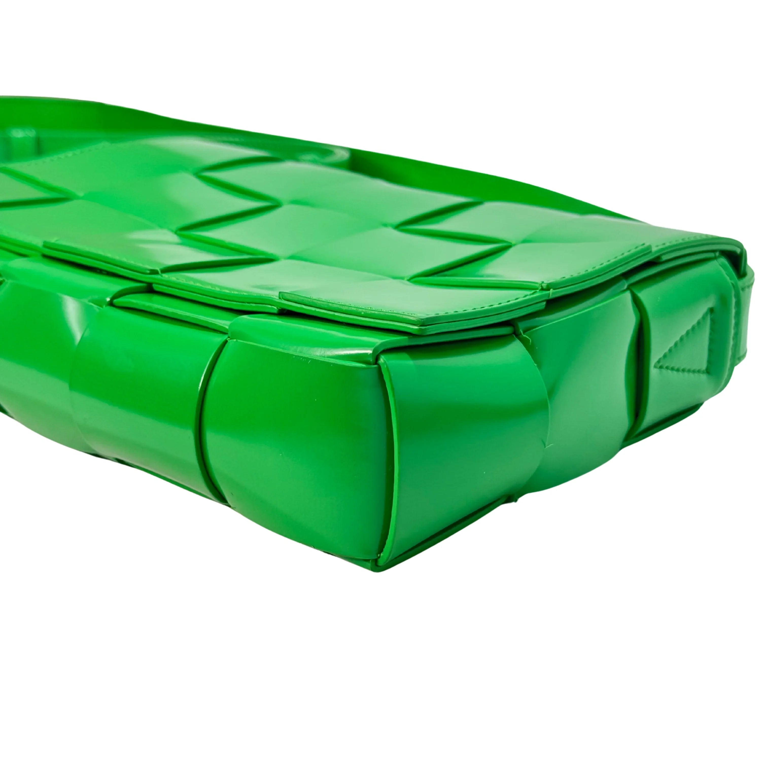 Bottega Veneta Patent Maxi Intrecciato Cassette Crossbody Bag Parakeet - Lost Designer