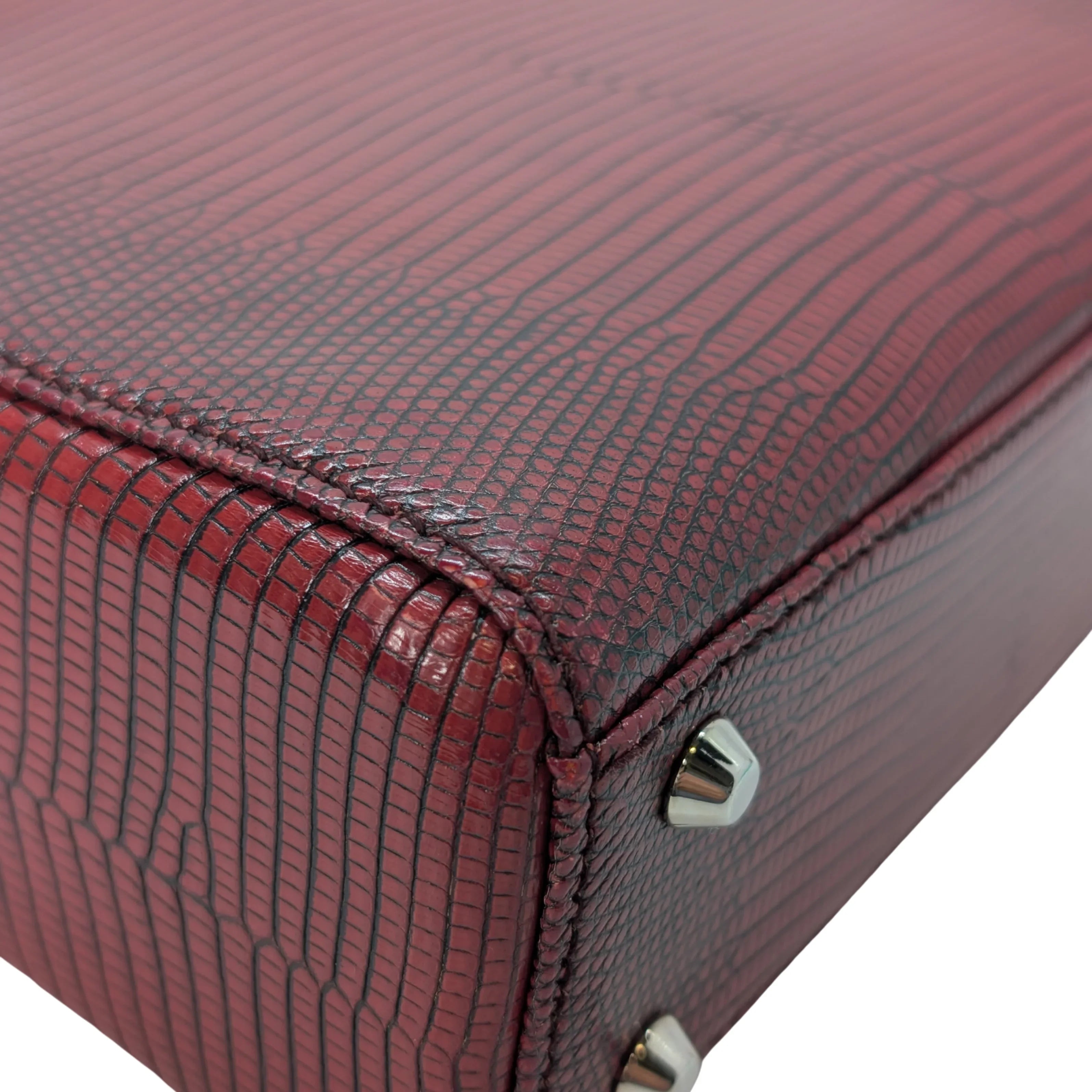 Christian Dior Mini Lady Dior Lizard Burgundy - Lost Designer